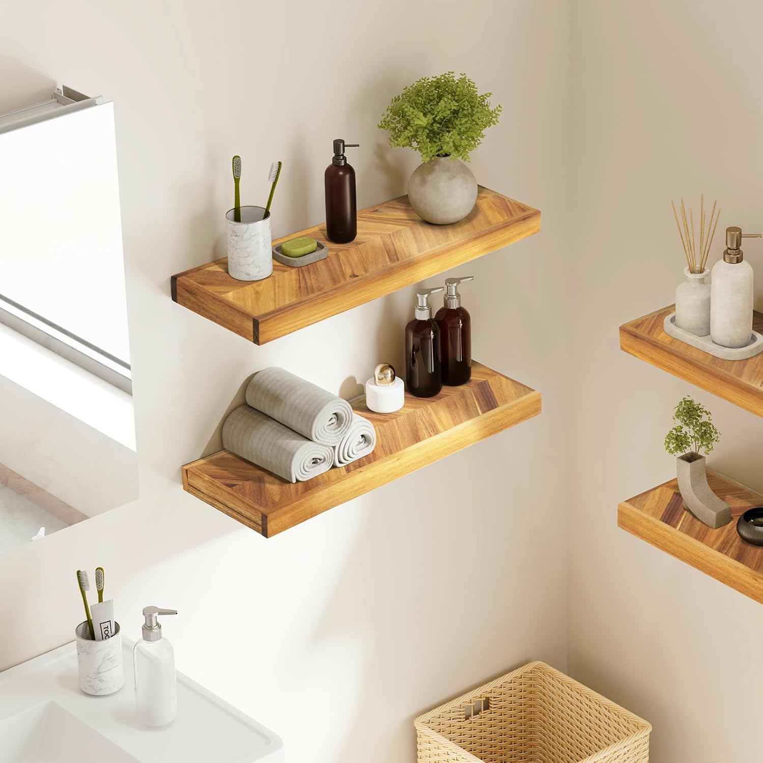 48 Rustic Farmhouse Floating Shelves Set of 2