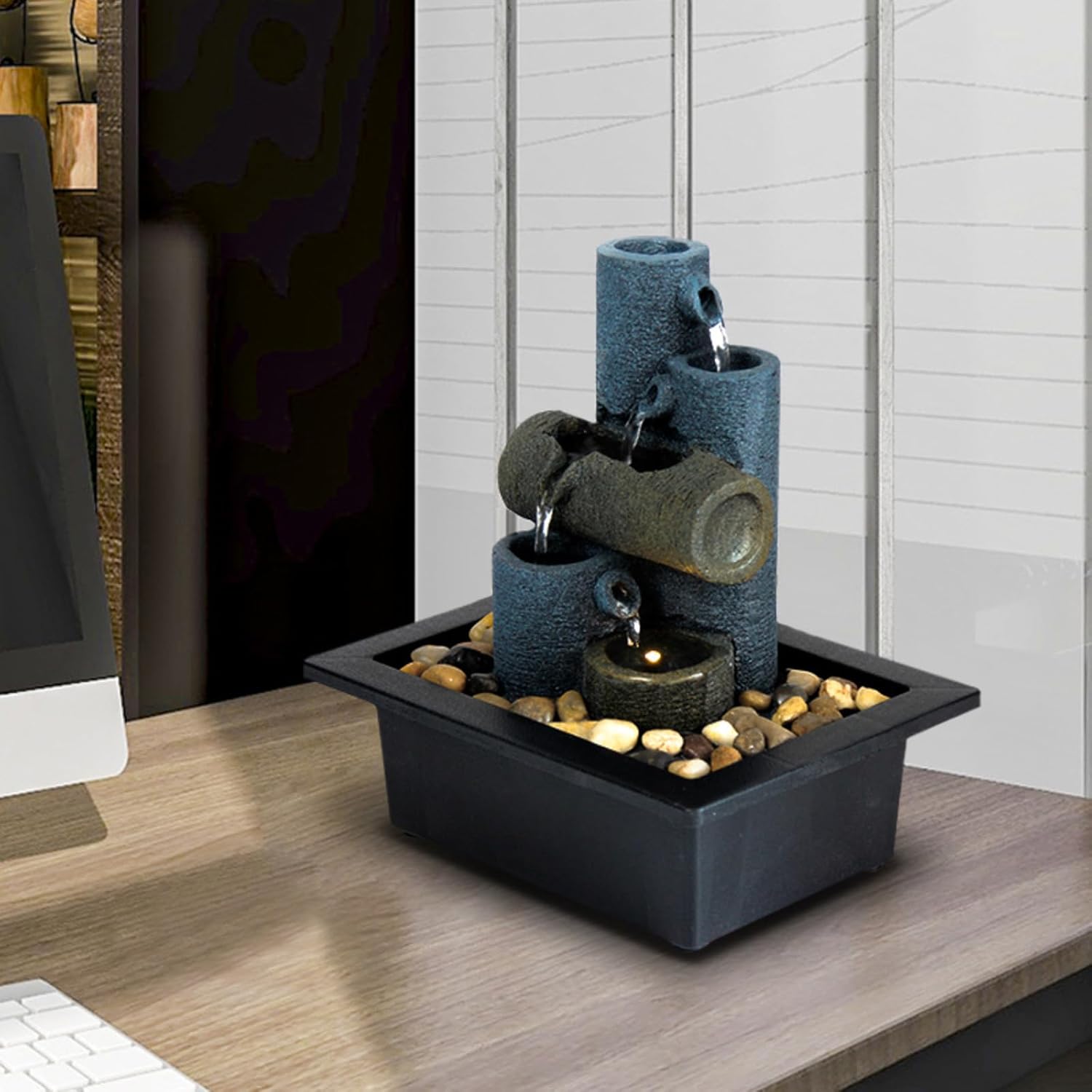 Tabletop Fountain with Waterfall and LED Lights