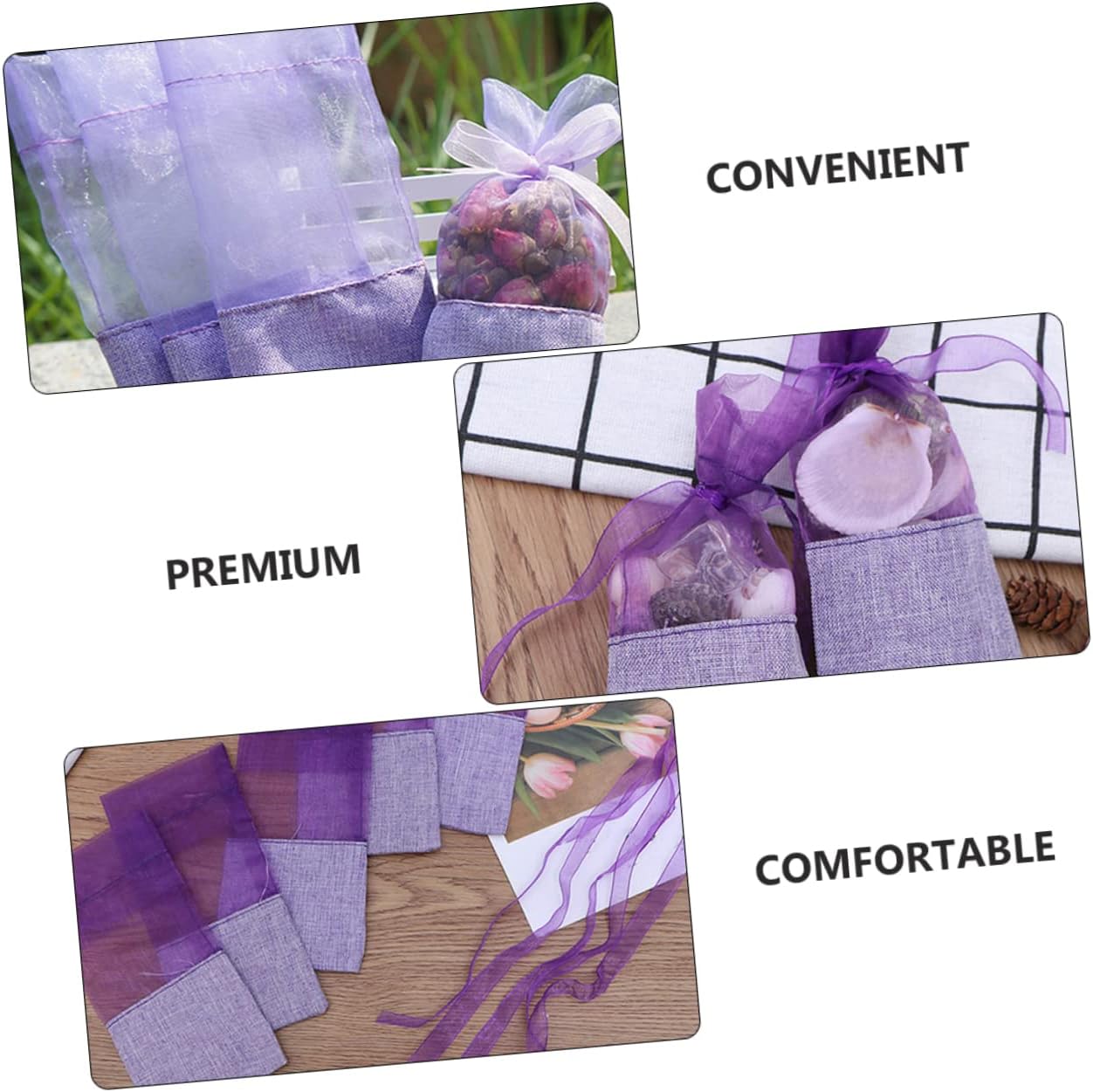 SAFIGLE 24pcs Lavender Gauze Sachet Bags for Wardrobe Air Fresh Portable