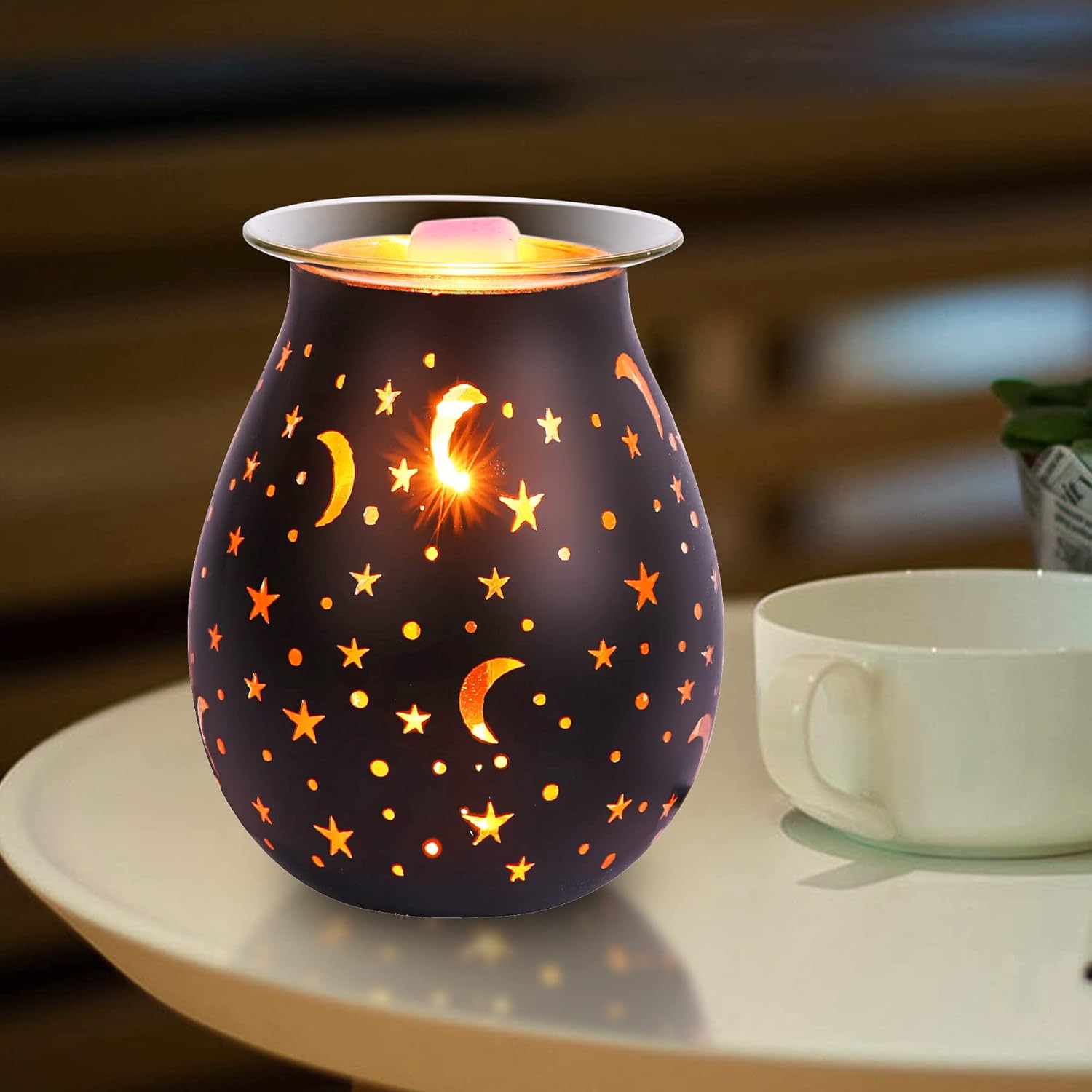WNP Electric Glass Wax Warmer with Star and Moon Design