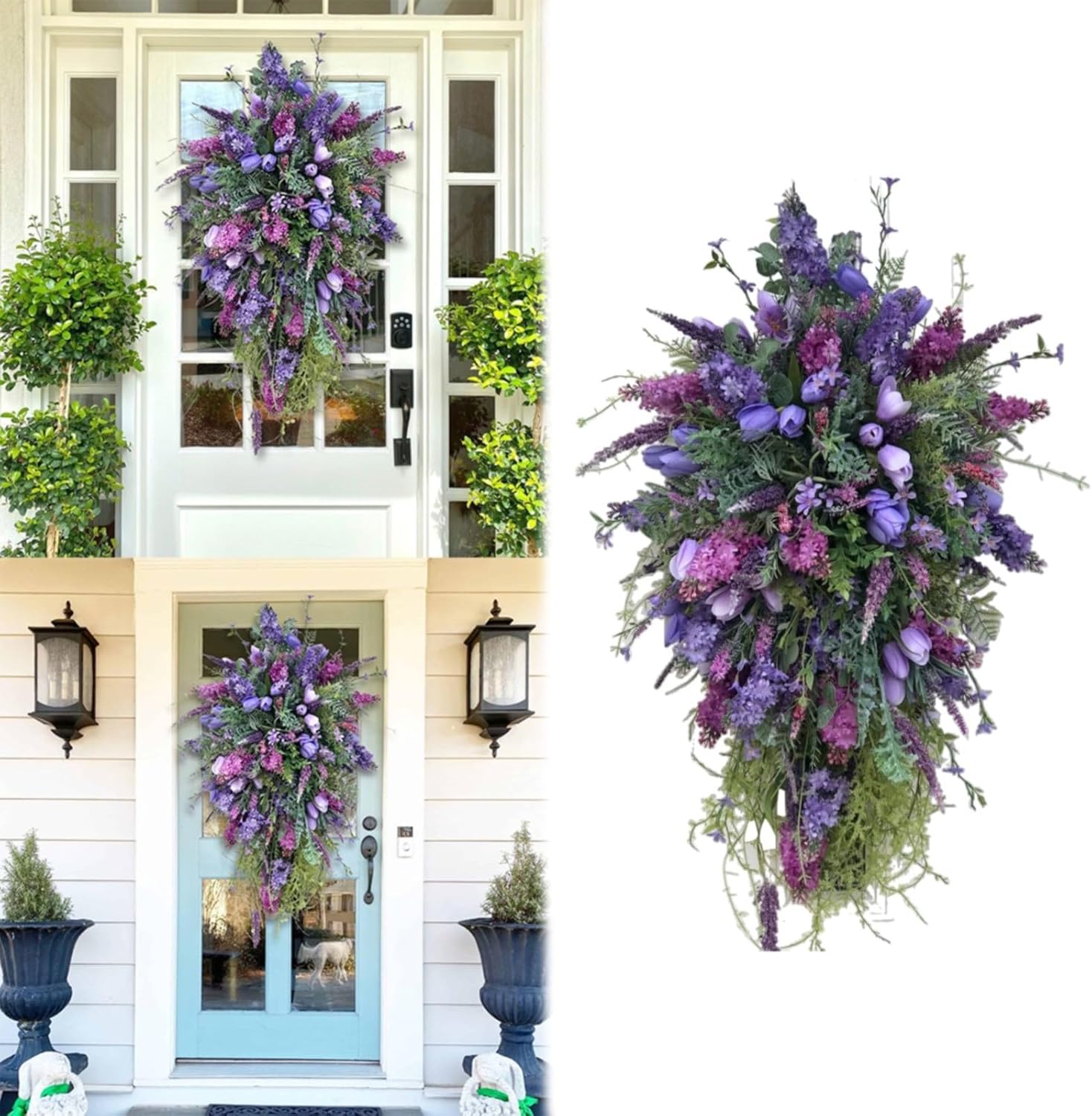 18 Spring Teardrop Swag Floral Wreath for Front Door