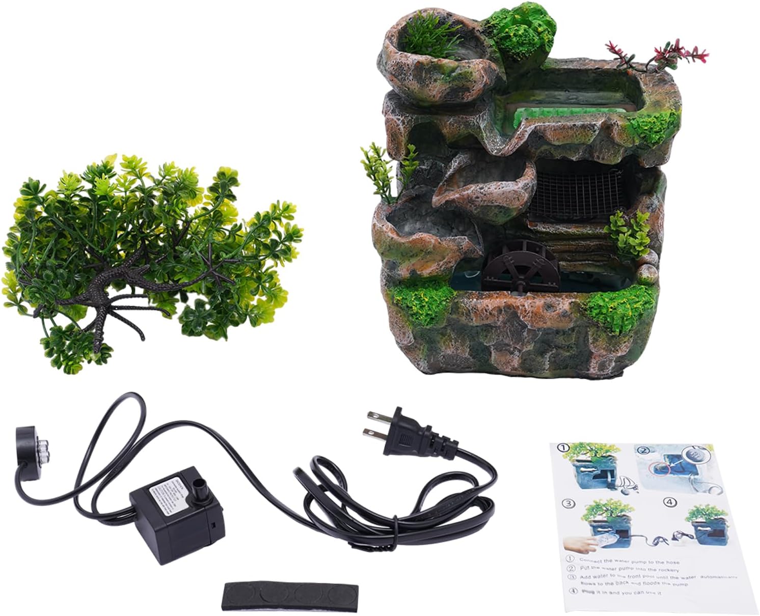 LEYSRIS Desktop Fountain with LED Light and Wheels