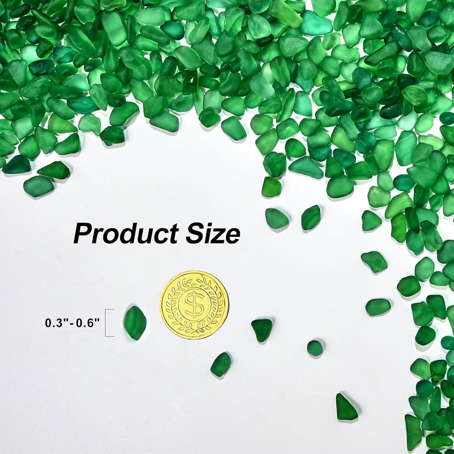 QEQEKAKA Sea Glass Stones for Crafts 1LB Green Pebbles