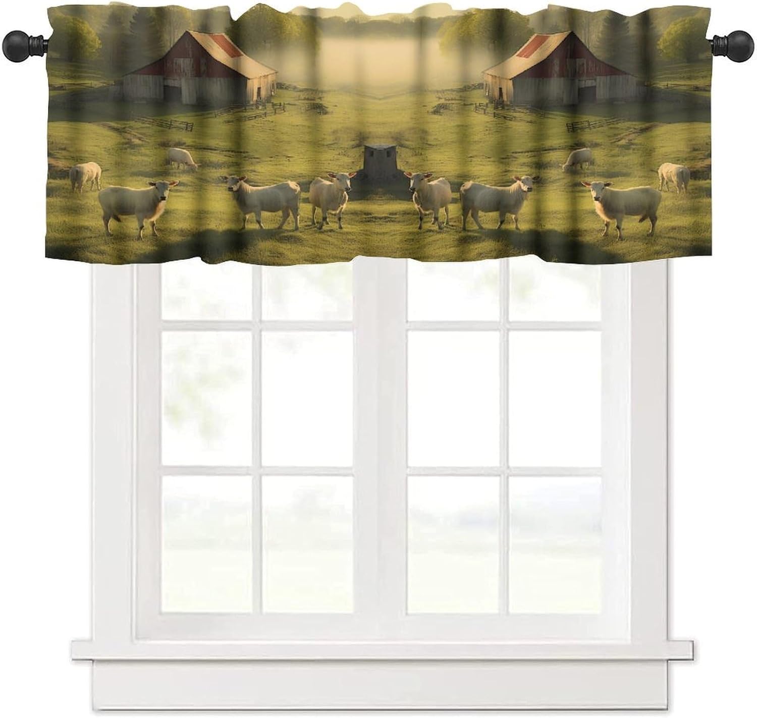 Country Farm Valance with Windmill Print 54x18in