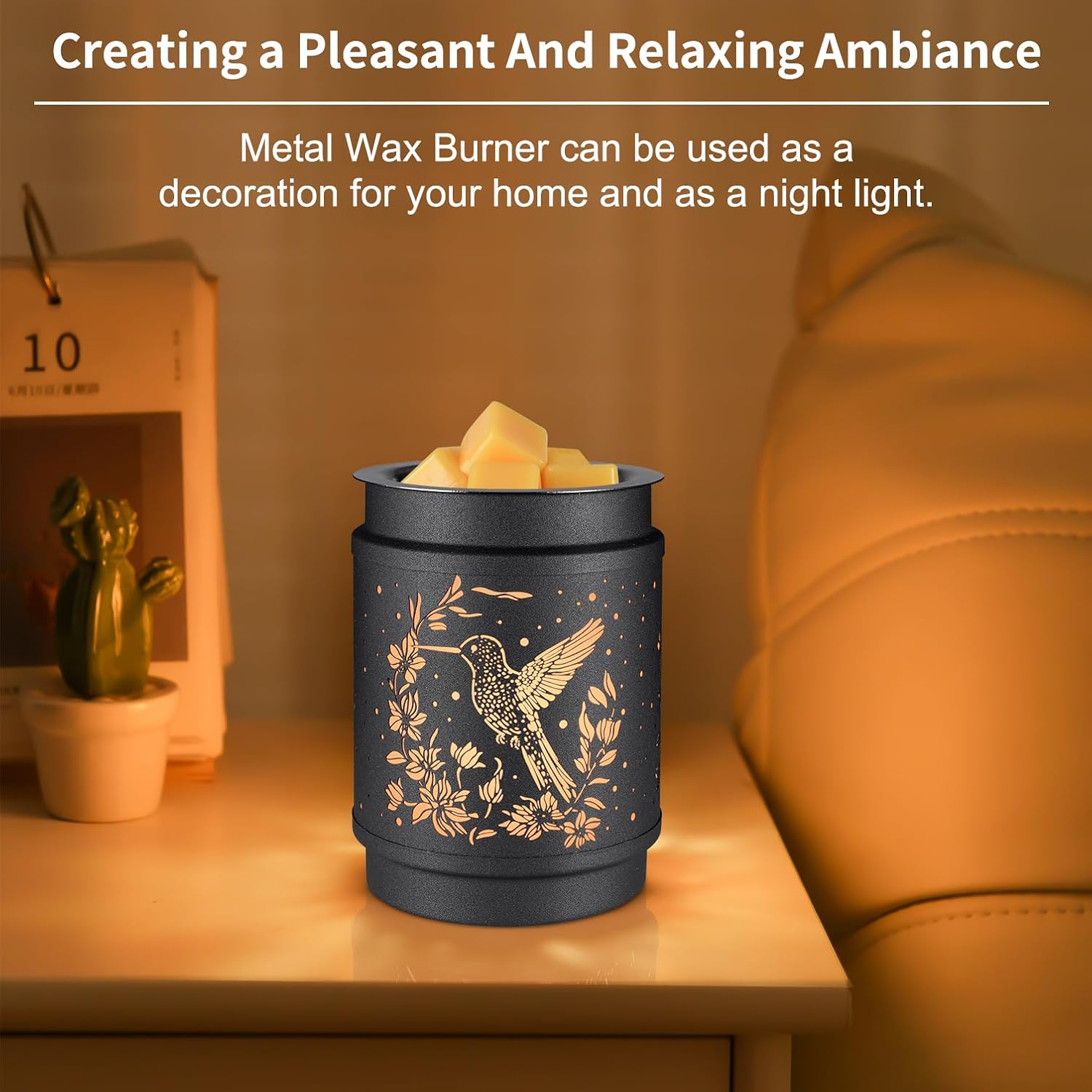Hummingbird Metal Wax Warmer - Electric Candle Oil Melter for Home Fragrance