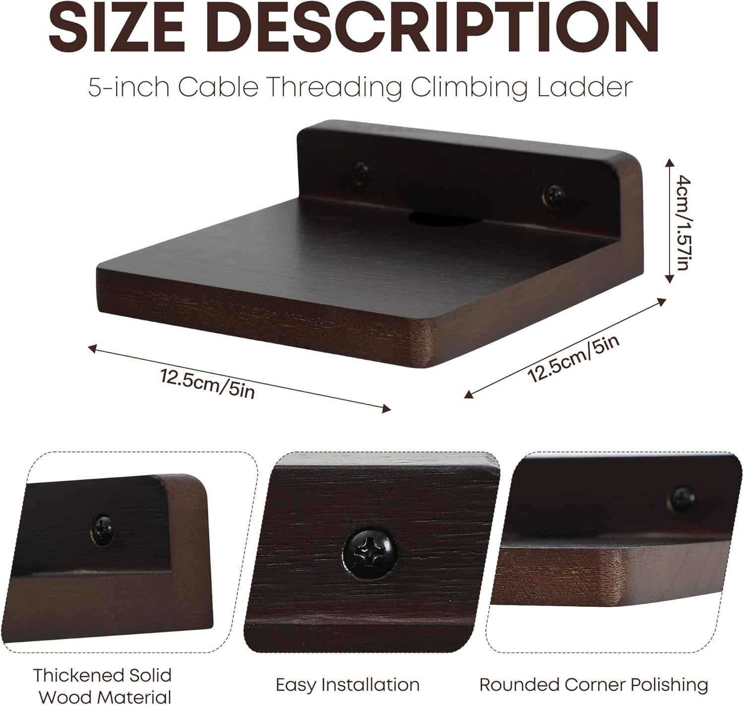 FURAOMEILI 5 Inch Wooden Floating Shelf Set of 2