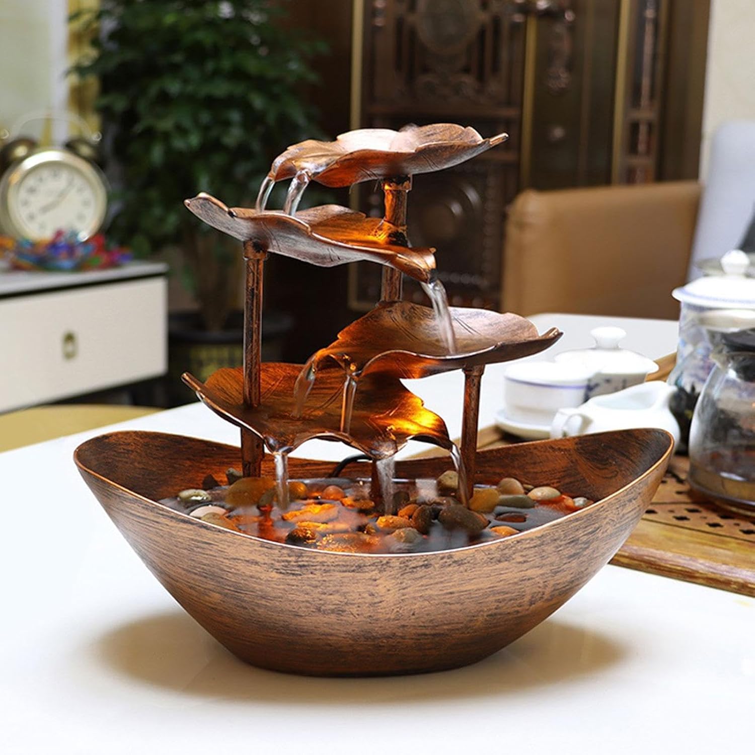 Tabletop Water Fountain with 4-Tiers and USB Pump