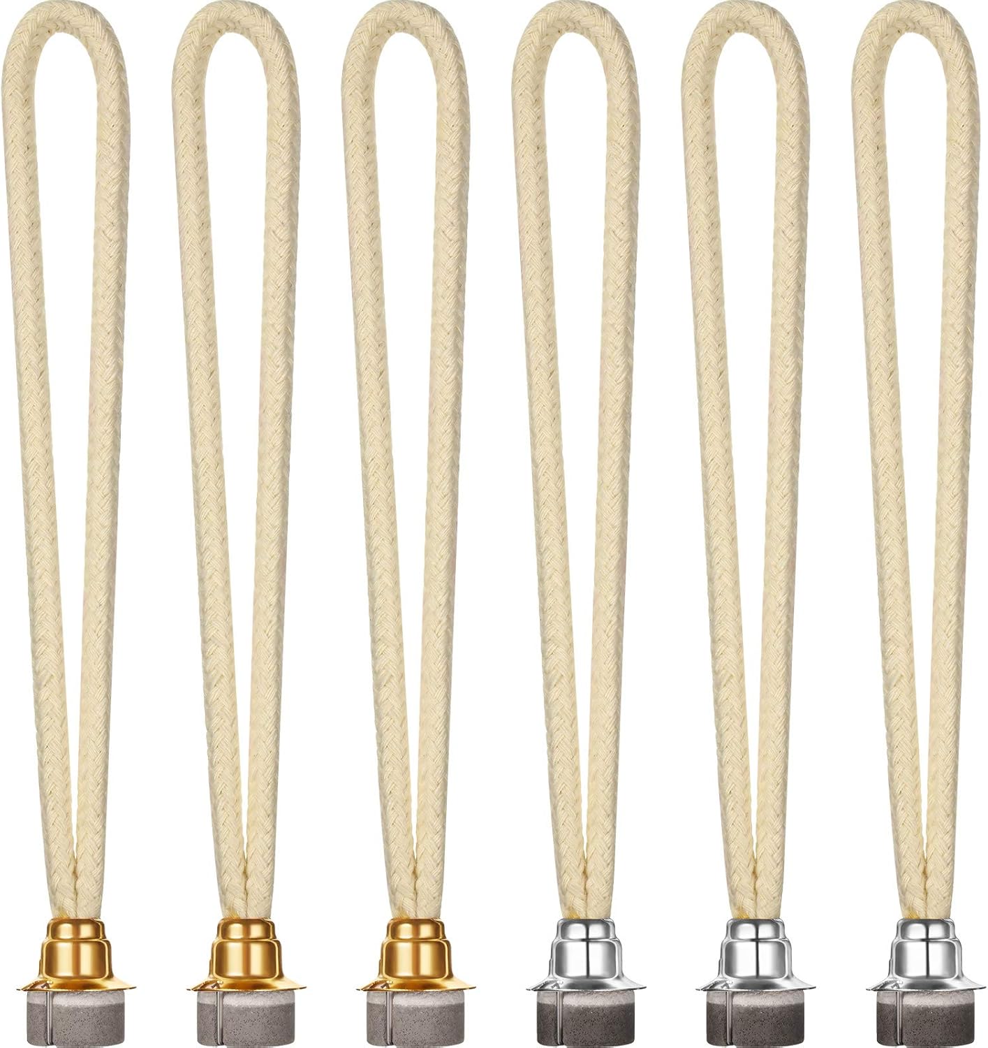 Maitys 6-Piece Oil Lamp Wick Set for Aromatherapy Silver and Gold