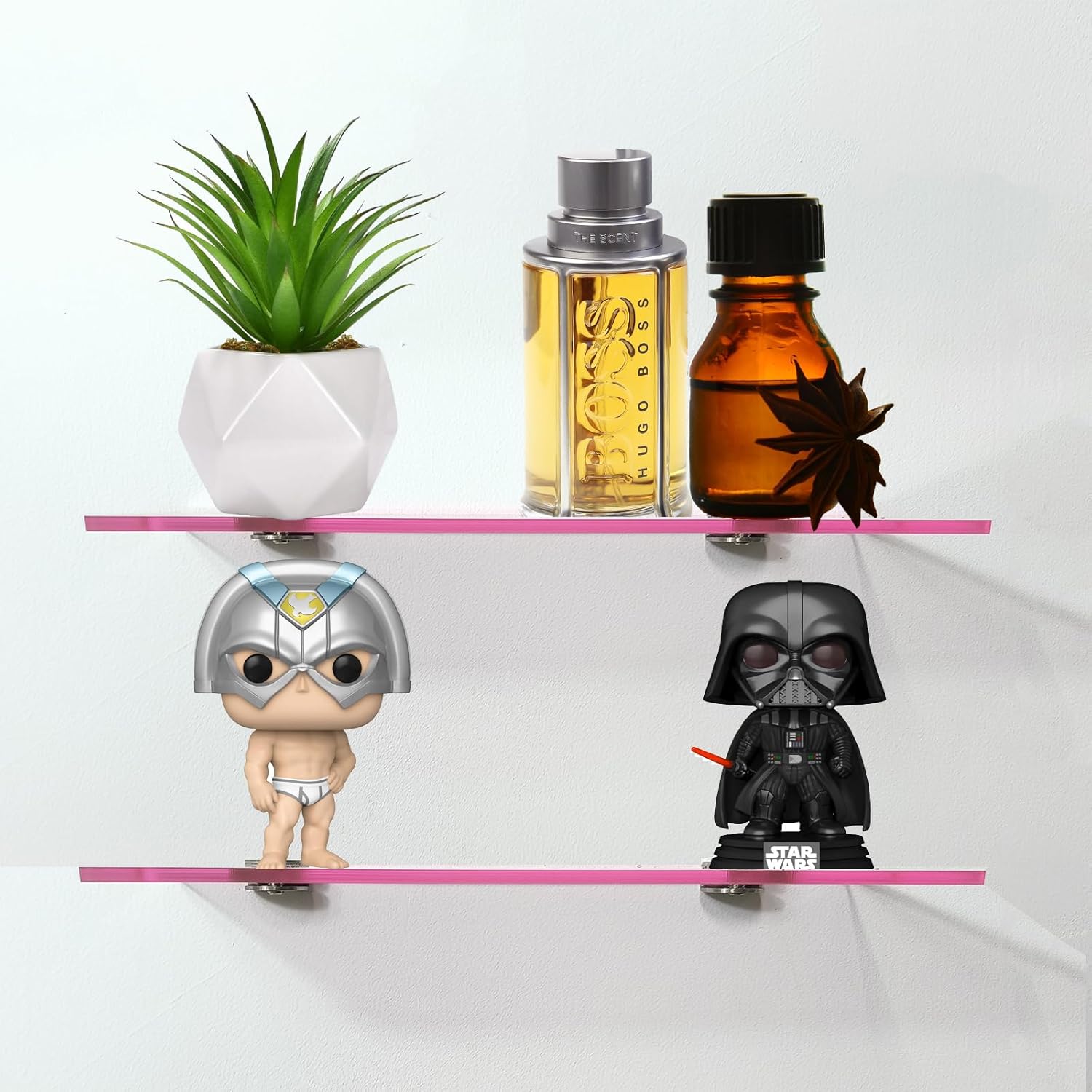 Small Floating Shelves 12x4 Inch Pink 2 Pcs