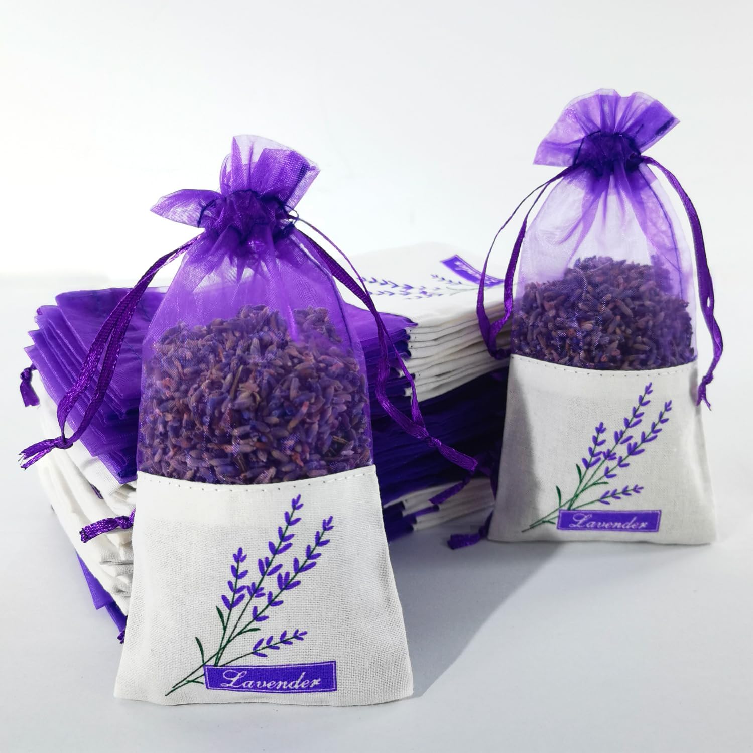 Sanrich Lavender Sachet Bags 50PCS Empty Purple Drawstring Gift Sacks