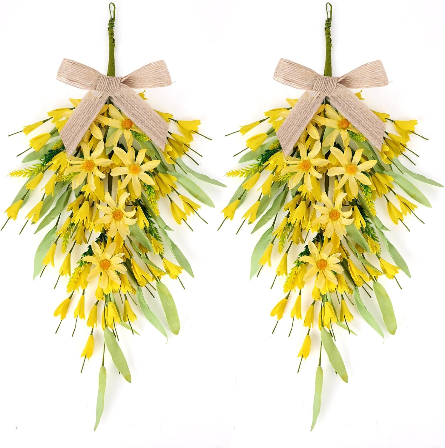 22 Inch Yellow Forsythia Wreath 2 PCS Front Door Decor