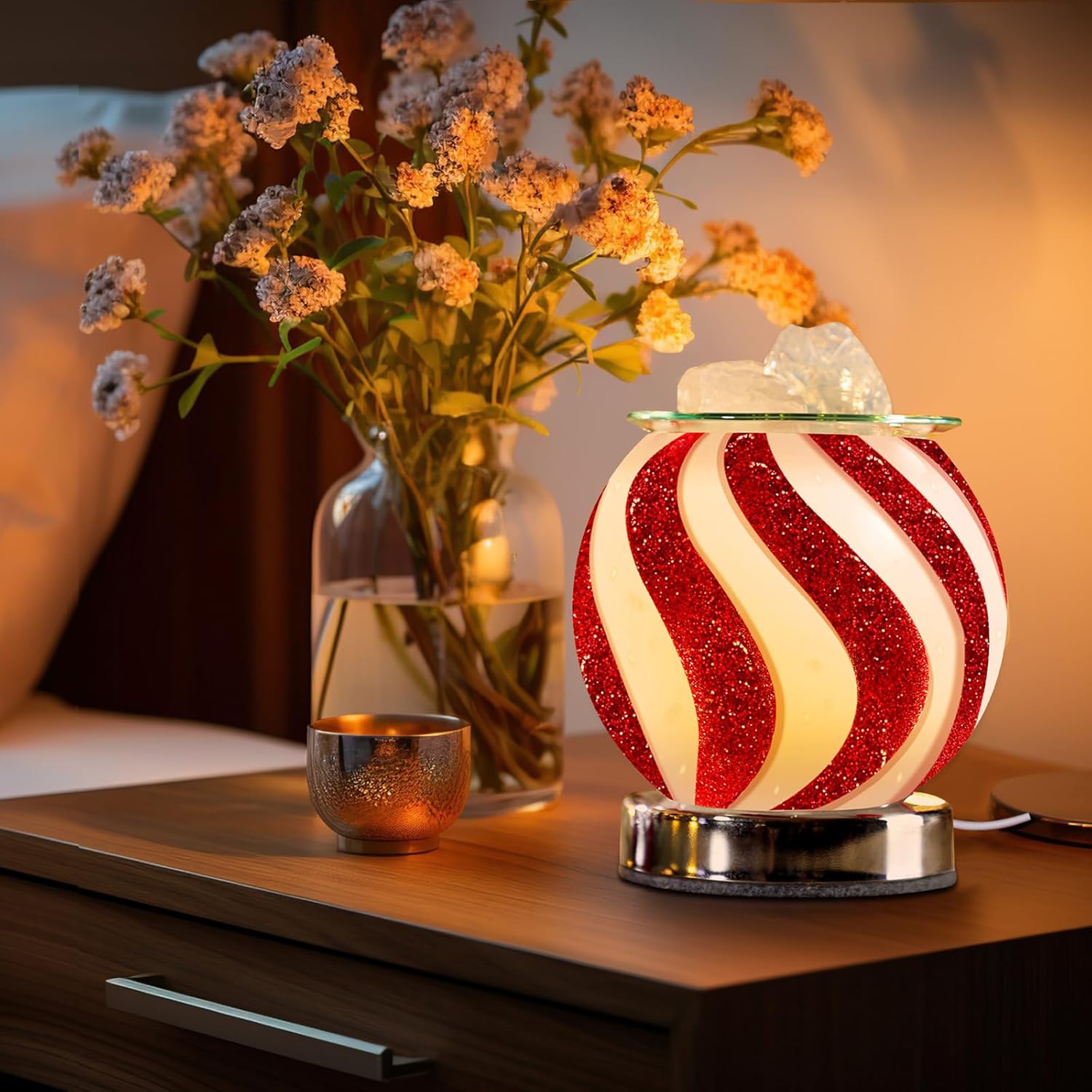 Christmas Candy Wax Melt Warmer - Festive Fragrance Lamp for Home Office