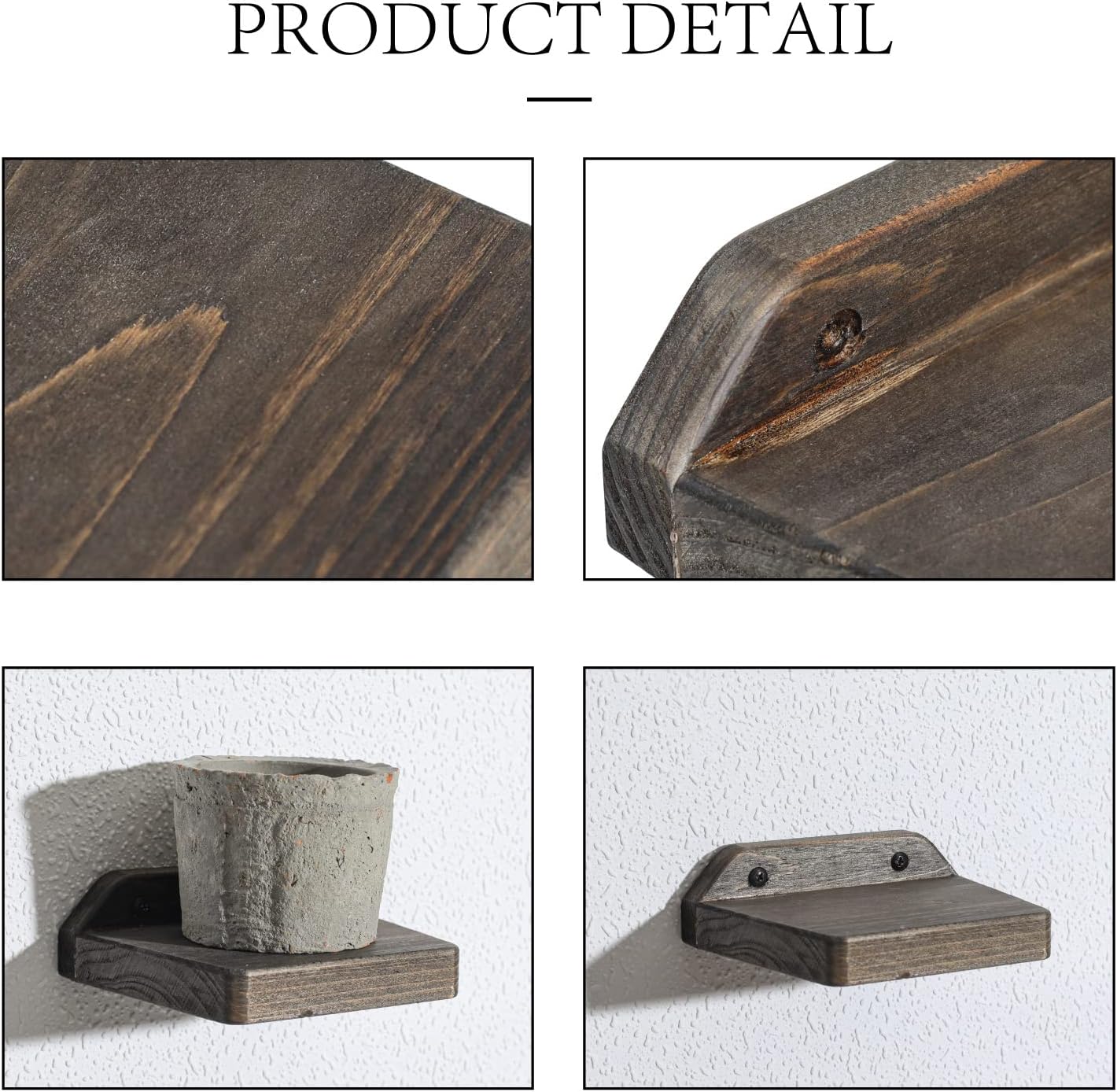 Freezing Point 5 Inch Floating Wall Shelves Set of 2 Natural Wood