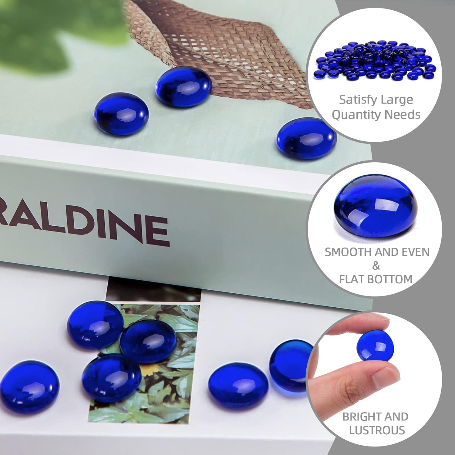 FUTUREPLUSX 1LB Dark Blue Flat Glass Marbles