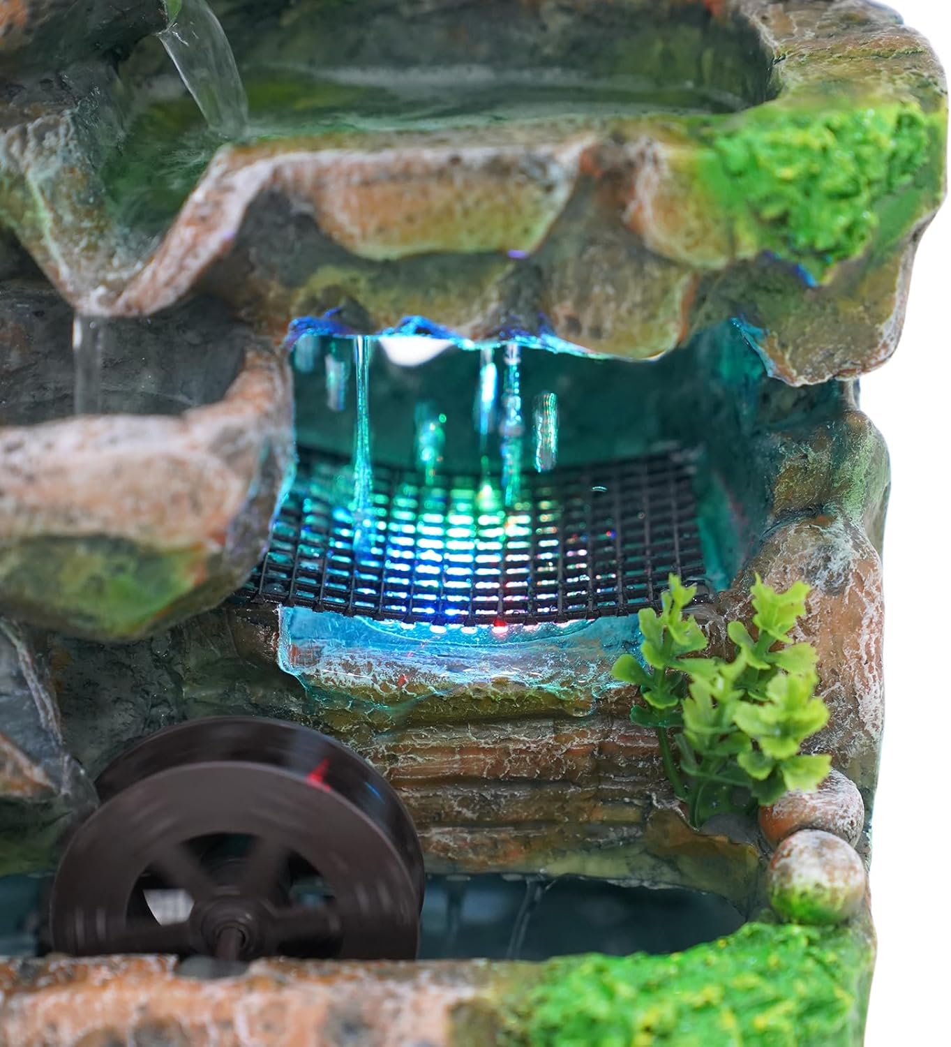 LEYSRIS Desktop Fountain with LED Light and Wheels