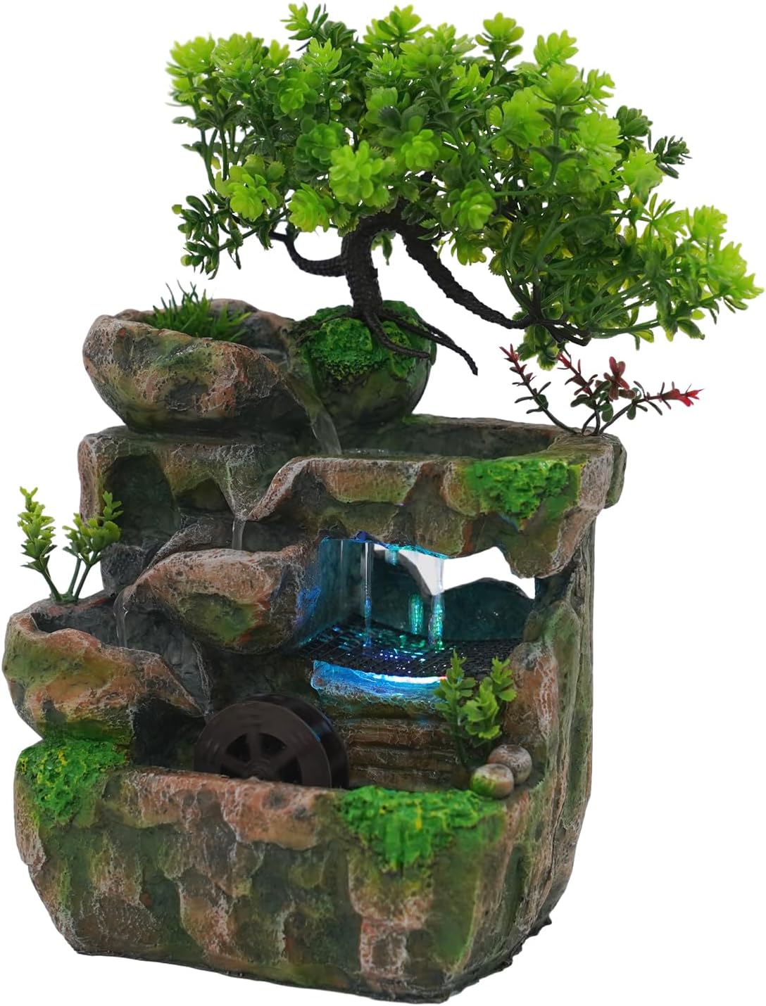 LEYSRIS Desktop Fountain with LED Light and Wheels