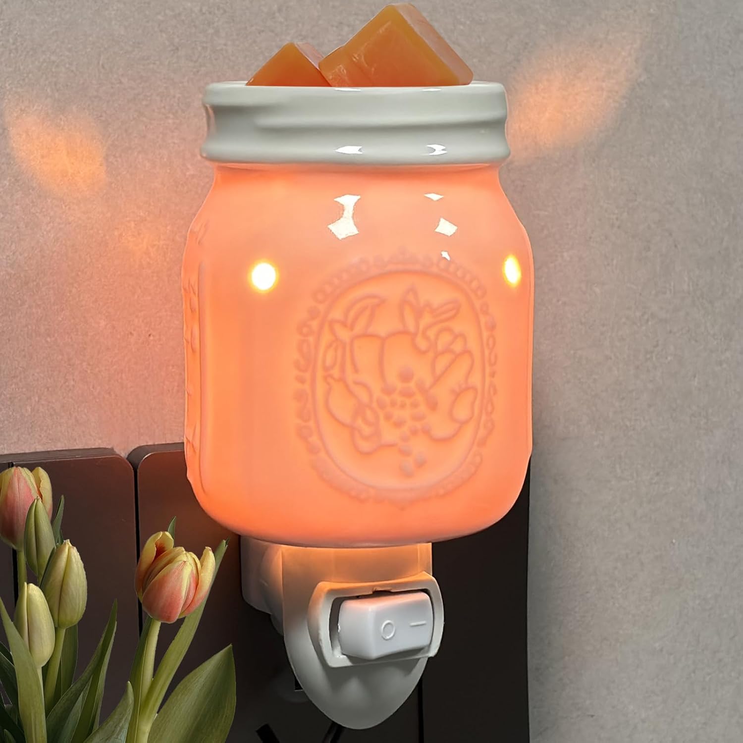 Ceramic Plug In Wax Warmer with Grape Pattern
