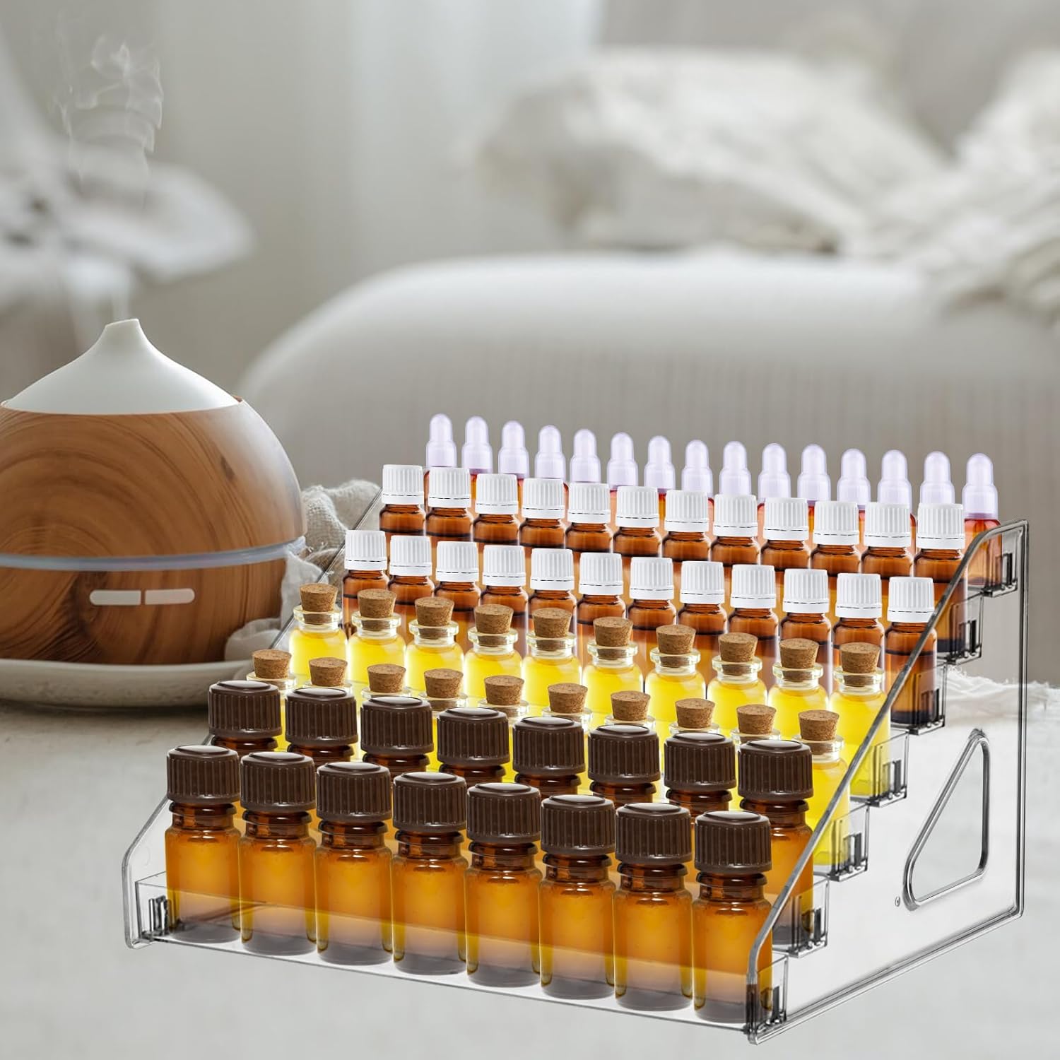 2 Pack 7 Tier Essential Oil Organizer Clear Holder Display Rack