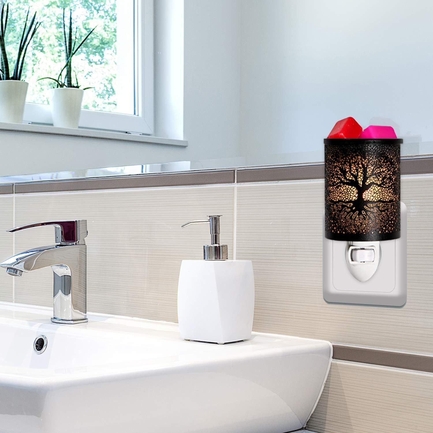 ASAWASA Metal Wall-Plug Wax Warmer with Night Light Function
