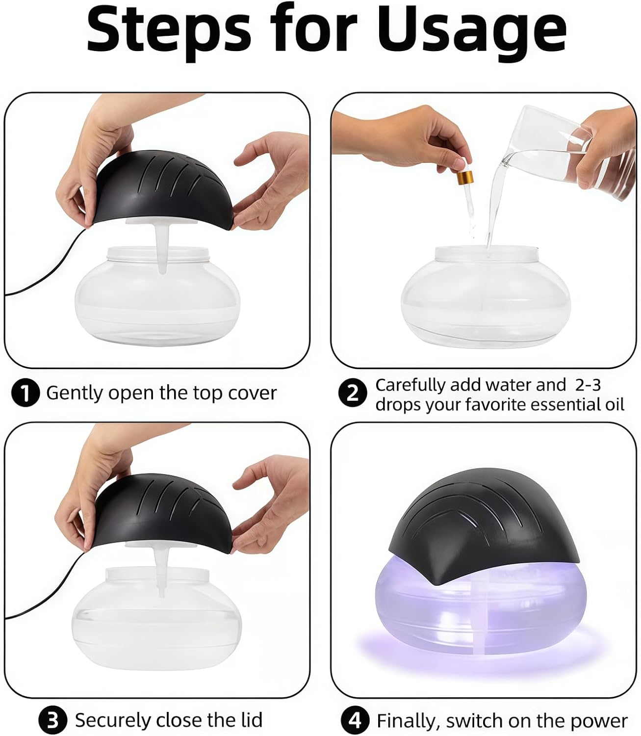 Air Purifier with 4 Bottles of Perfume Blue LED Night Light