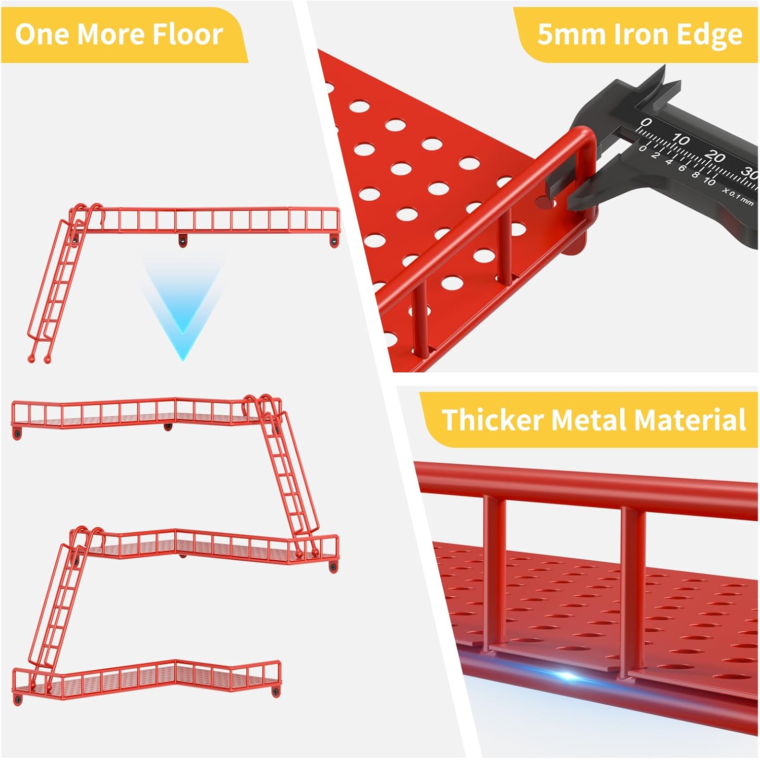 Red 4 Tier Floating Wall Shelf for Home Dcor