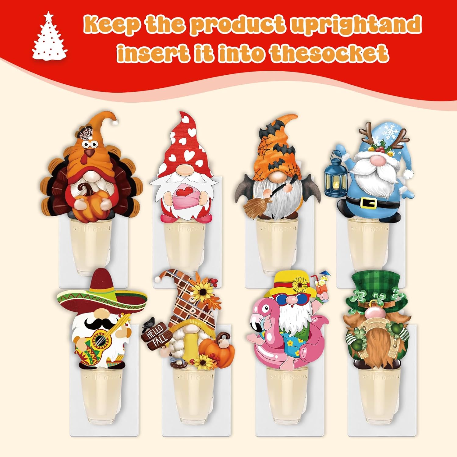 13 Pcs Gnome Fragrance Plug In with Night Light
