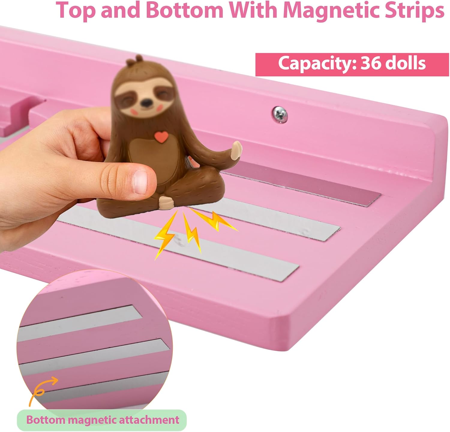 Tonies Figures Shelf Magnetic Oak Wood Pink