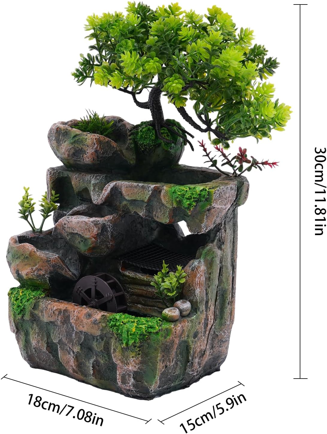 LEYSRIS Desktop Fountain with LED Light and Wheels