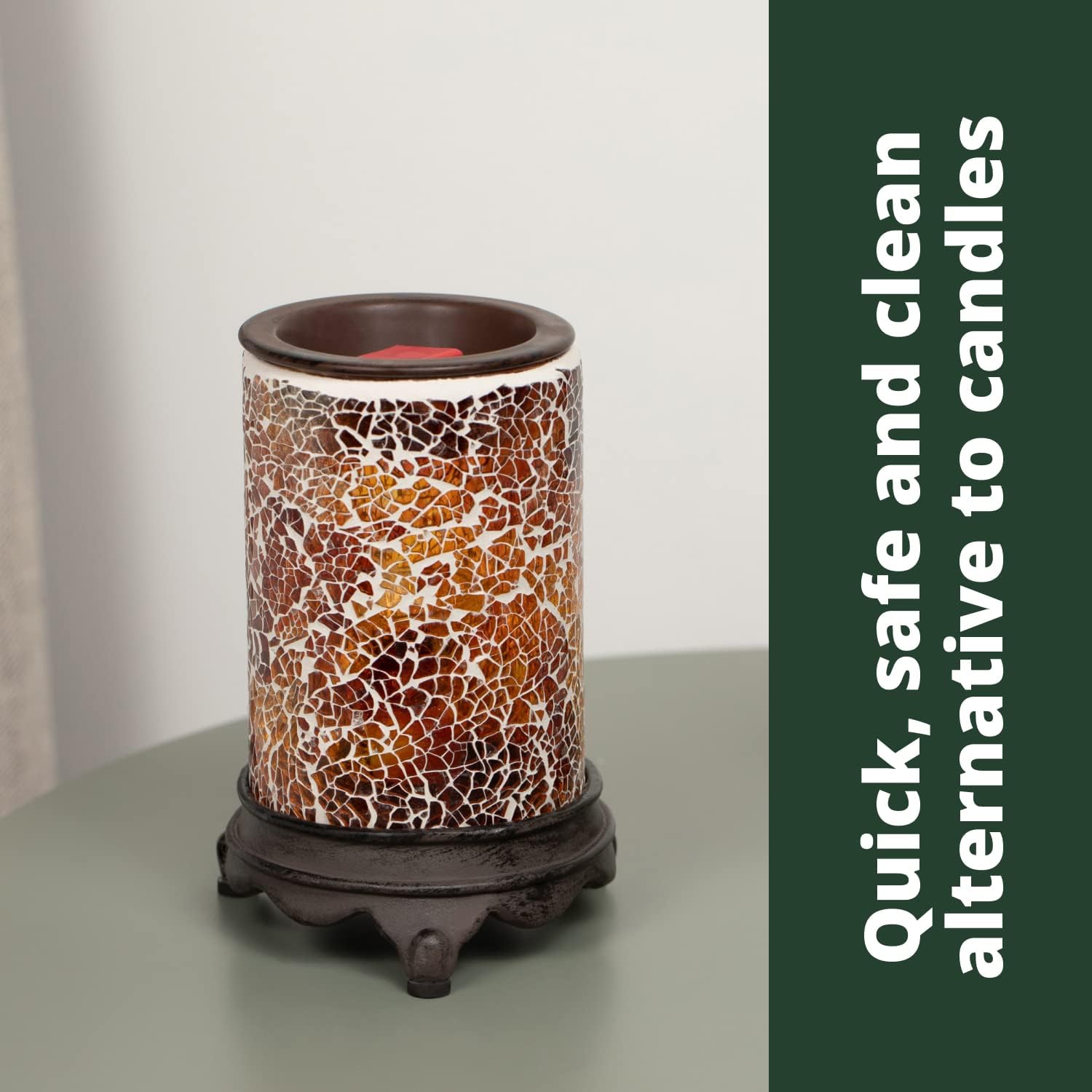 VP Home Wall Plug-in Wax Warmer - Mosaic Glass Amber Light Fragrance Diffuser