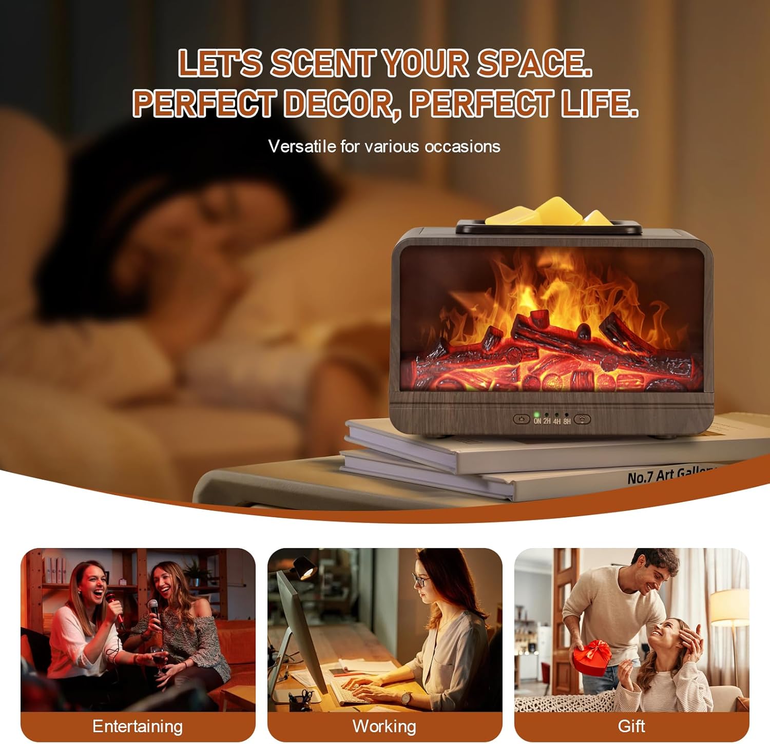 Electric Fireplace Wax Melt Warmer with 4 Timer Auto Shut Off