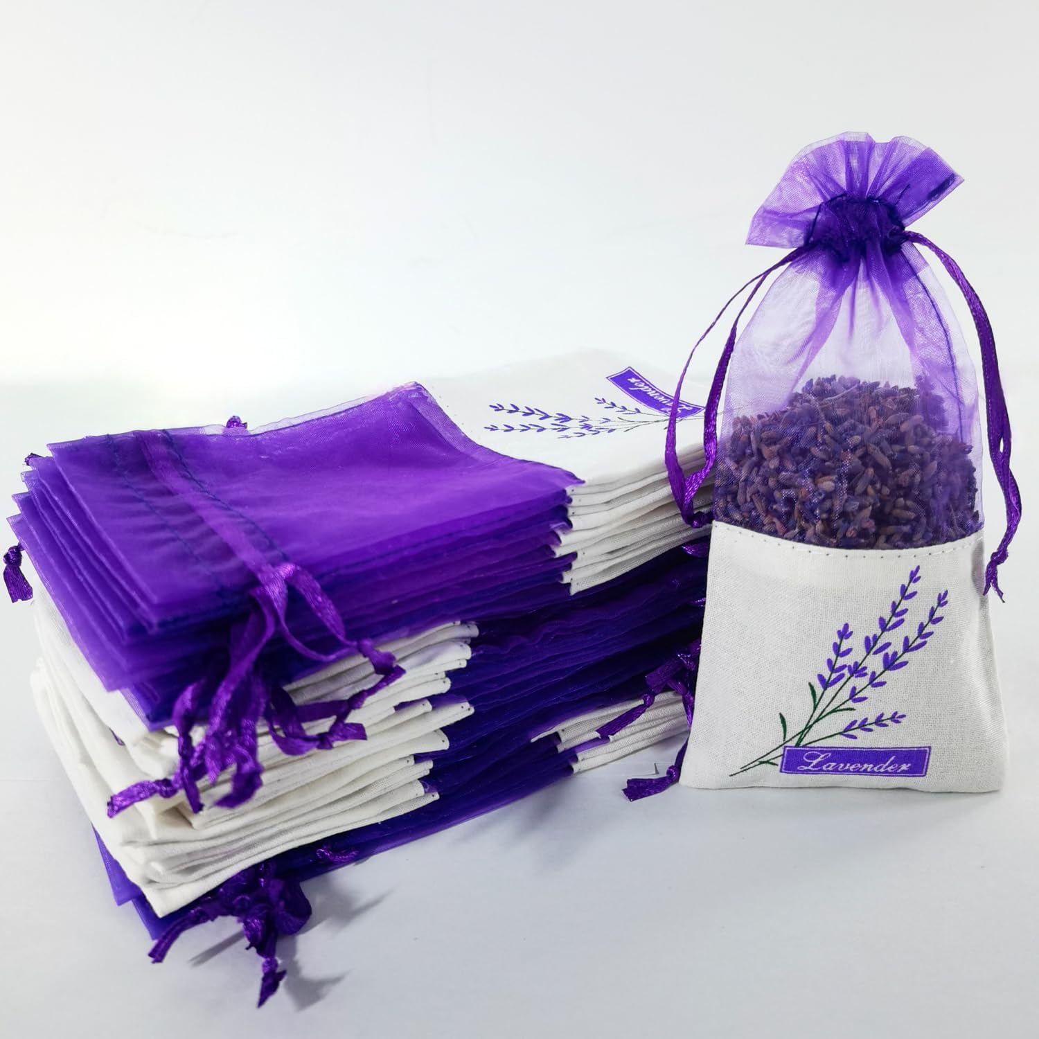 Sanrich Lavender Sachet Bags 50PCS Empty Purple Drawstring Gift Sacks