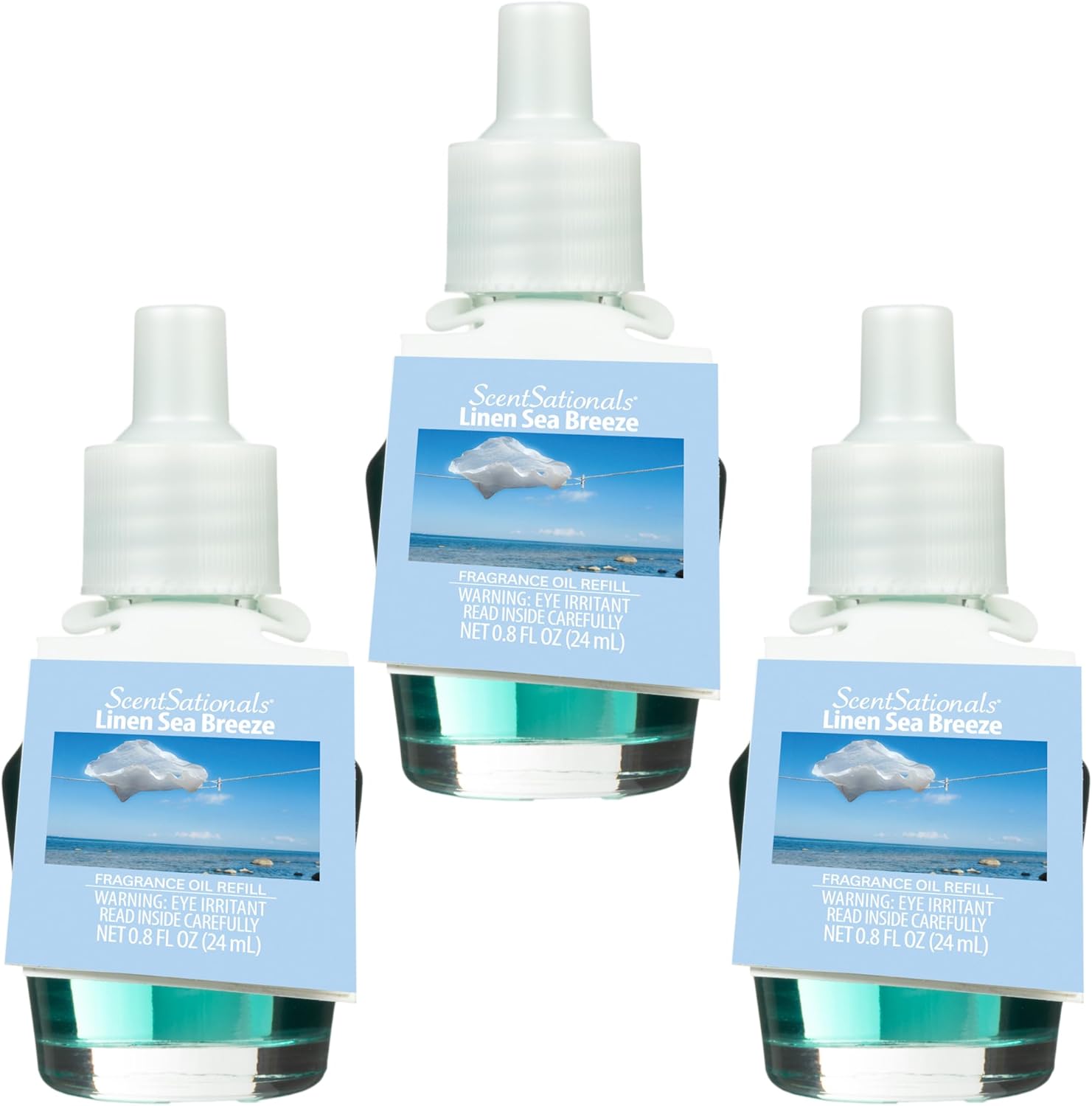 Scentsationals Fragrance Oil Plug In Refills 3-Pack - Linen Sea Breeze
