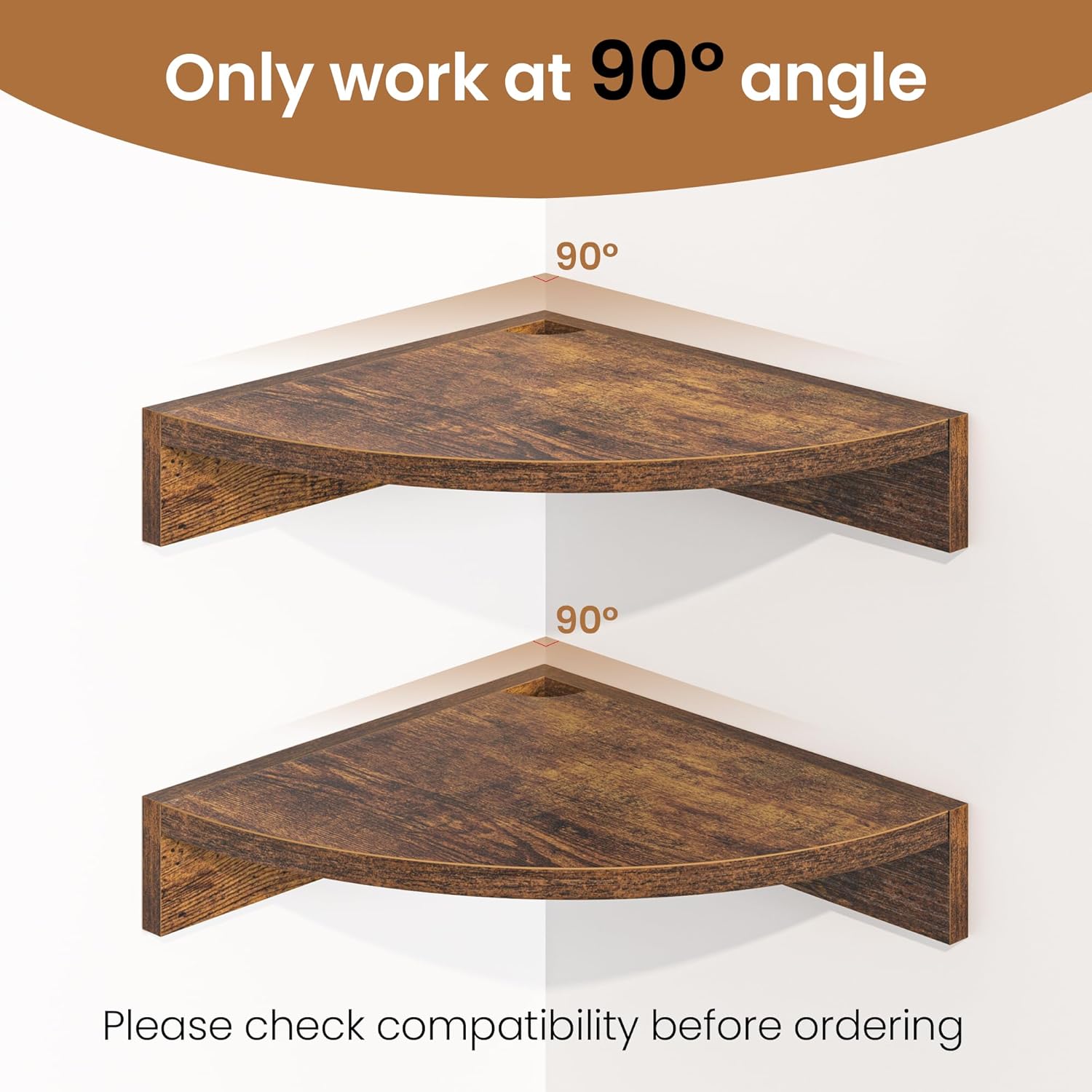 Fun Memories Corner Shelf Wall Mount 3 Pack Brown