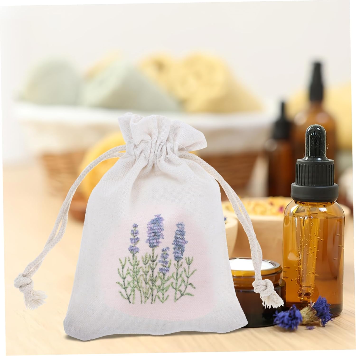 Mobestech 10pcs Drawstring Lavender Sachet Bags for Home Aroma Storage