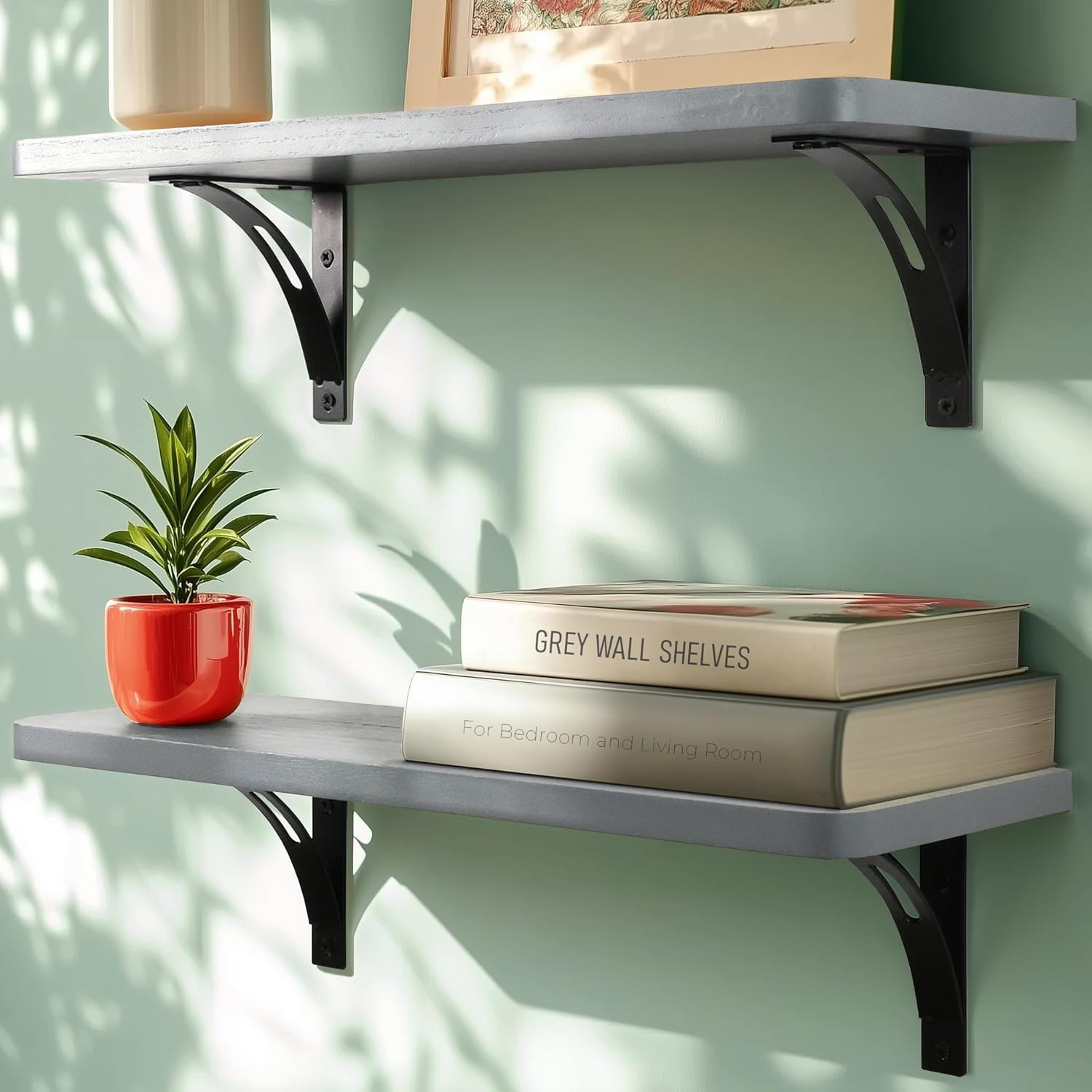 Willowy Reinforced Steel Bracket Wall Shelves Set of 2