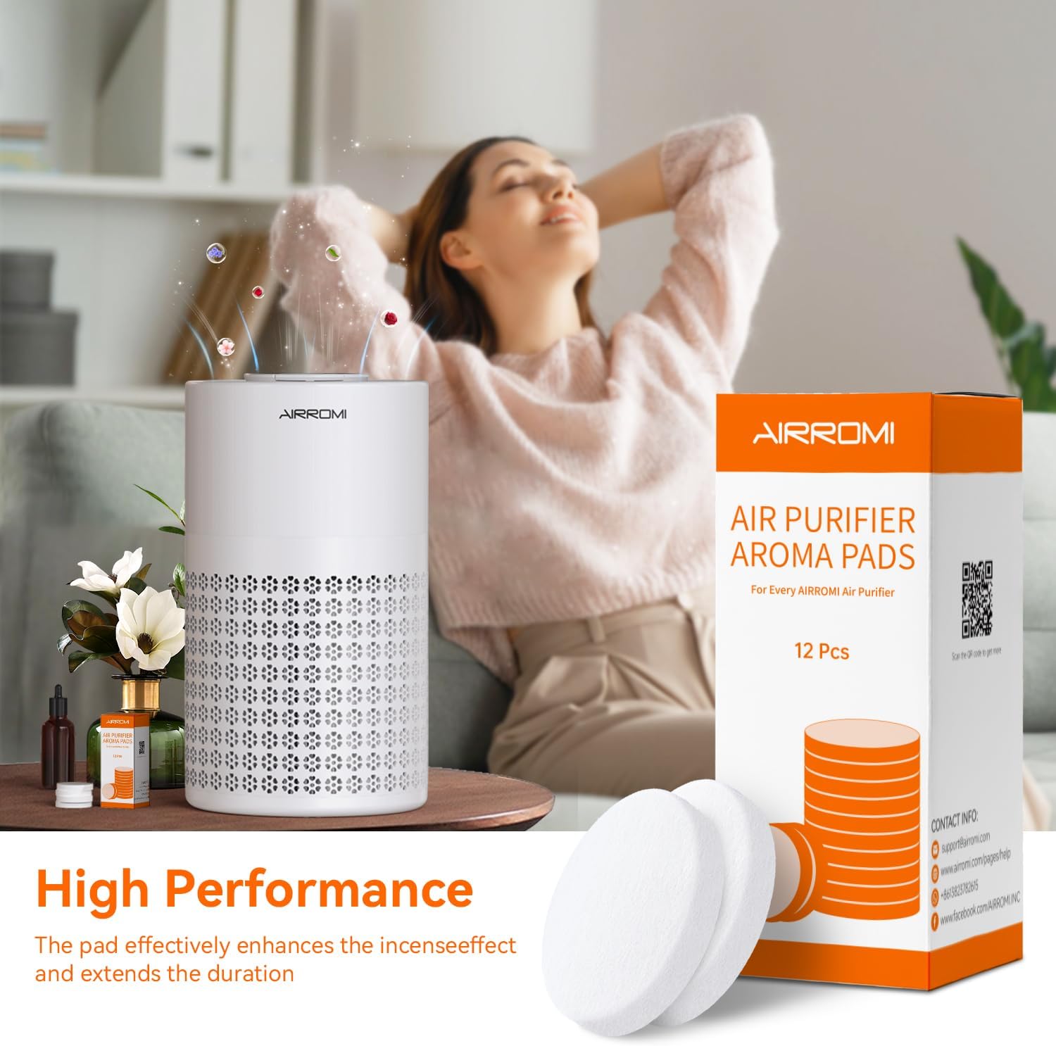 AIRROMI Aromatherapy Cotton Pads for A2001 A2002 A2005 Air Purifiers 12-Pack