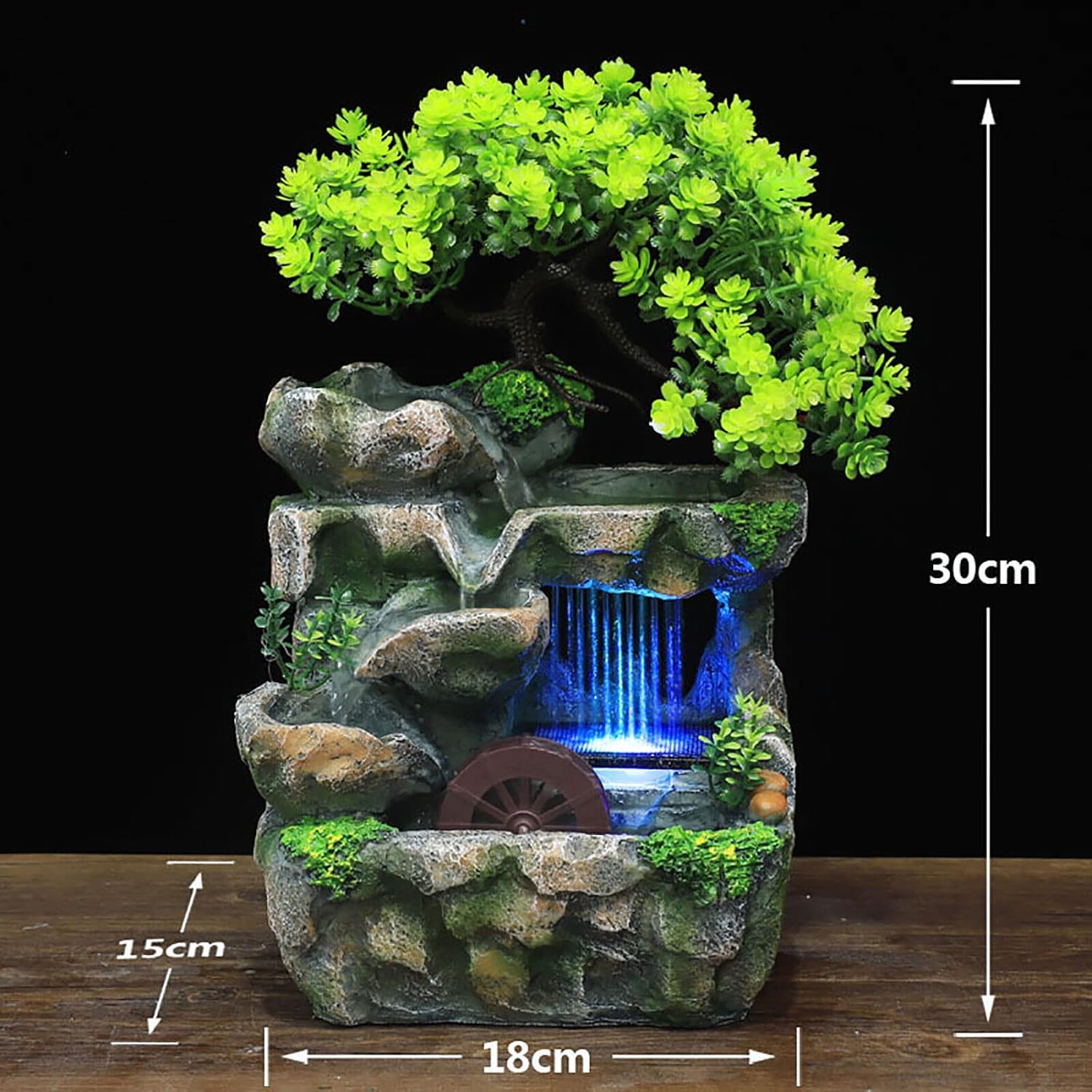 Tabletop Water Fountain with LED Light and Rock Design