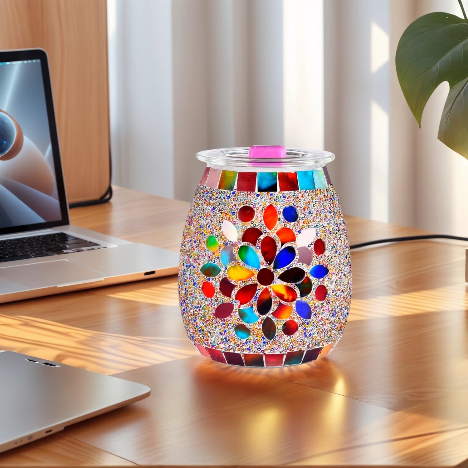 Dicimi Mosaic Glass Electric Wax Melts Warmer - Petal Design