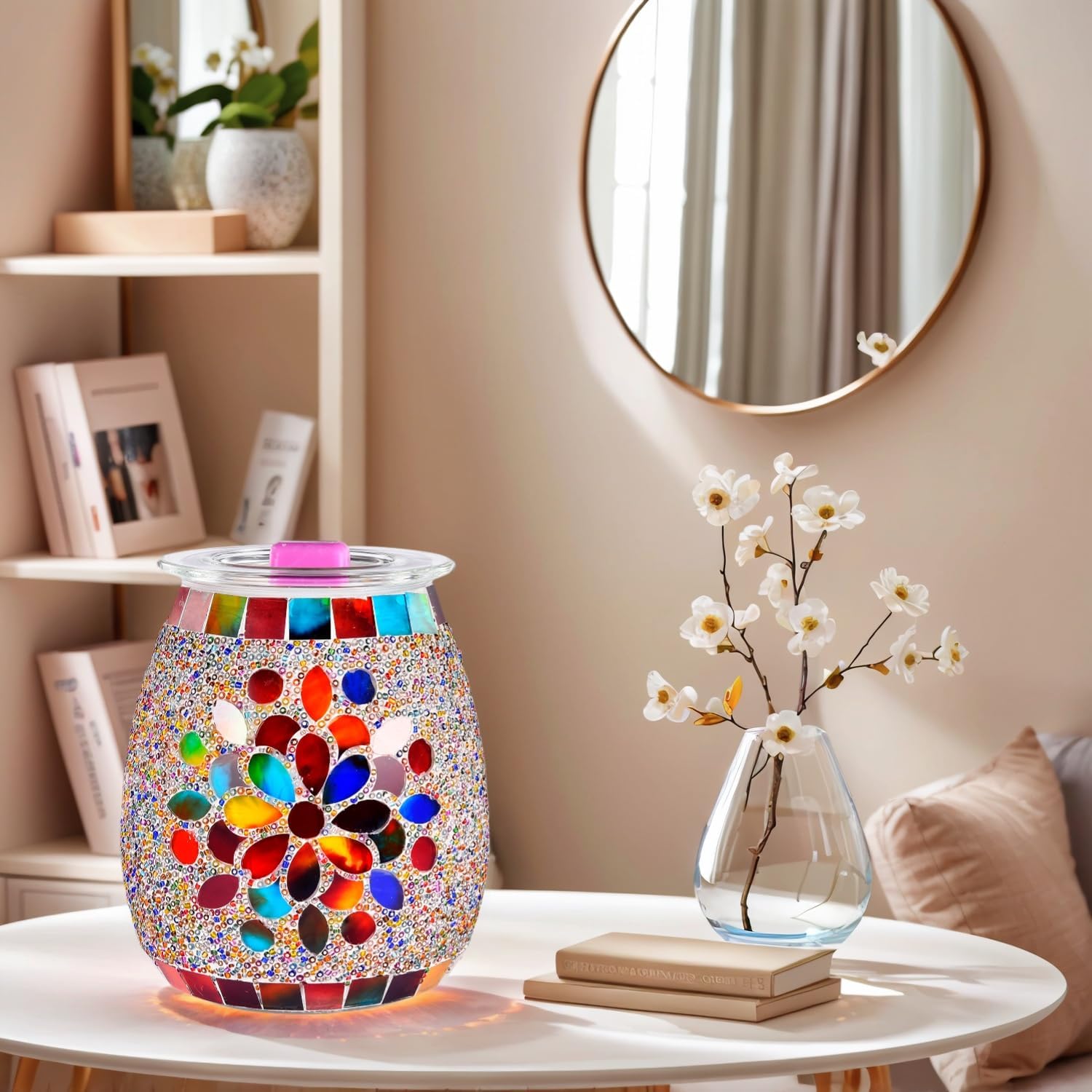 Dicimi Mosaic Glass Electric Wax Melts Warmer - Petal Design