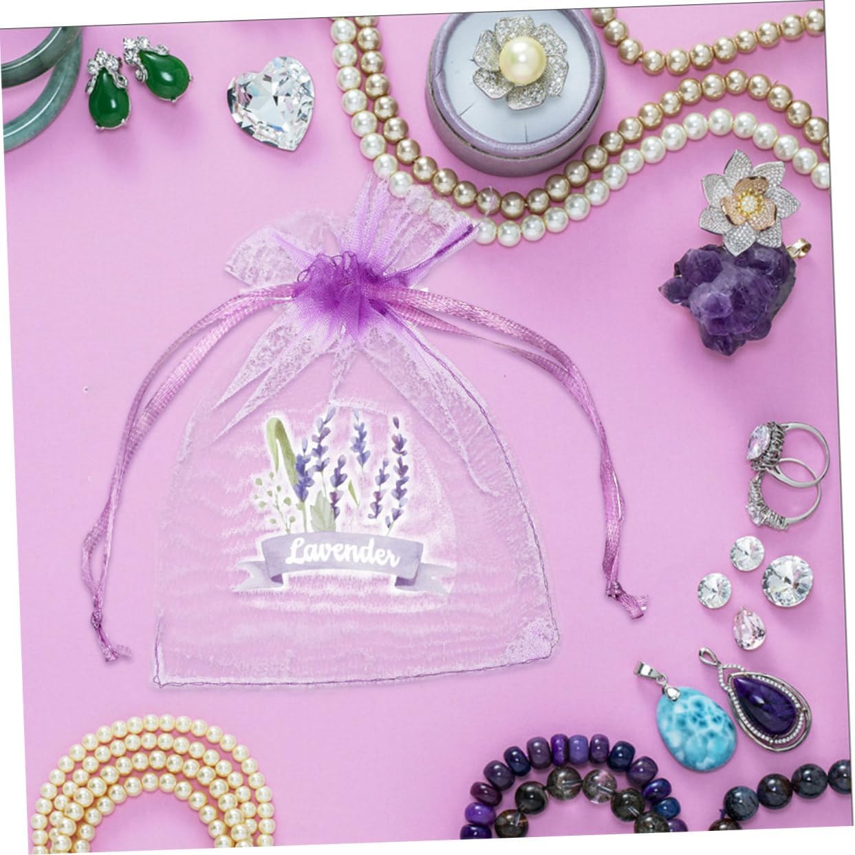 Luxshiny 20pcs Lavender Sachets with Drawstring Mesh Bags