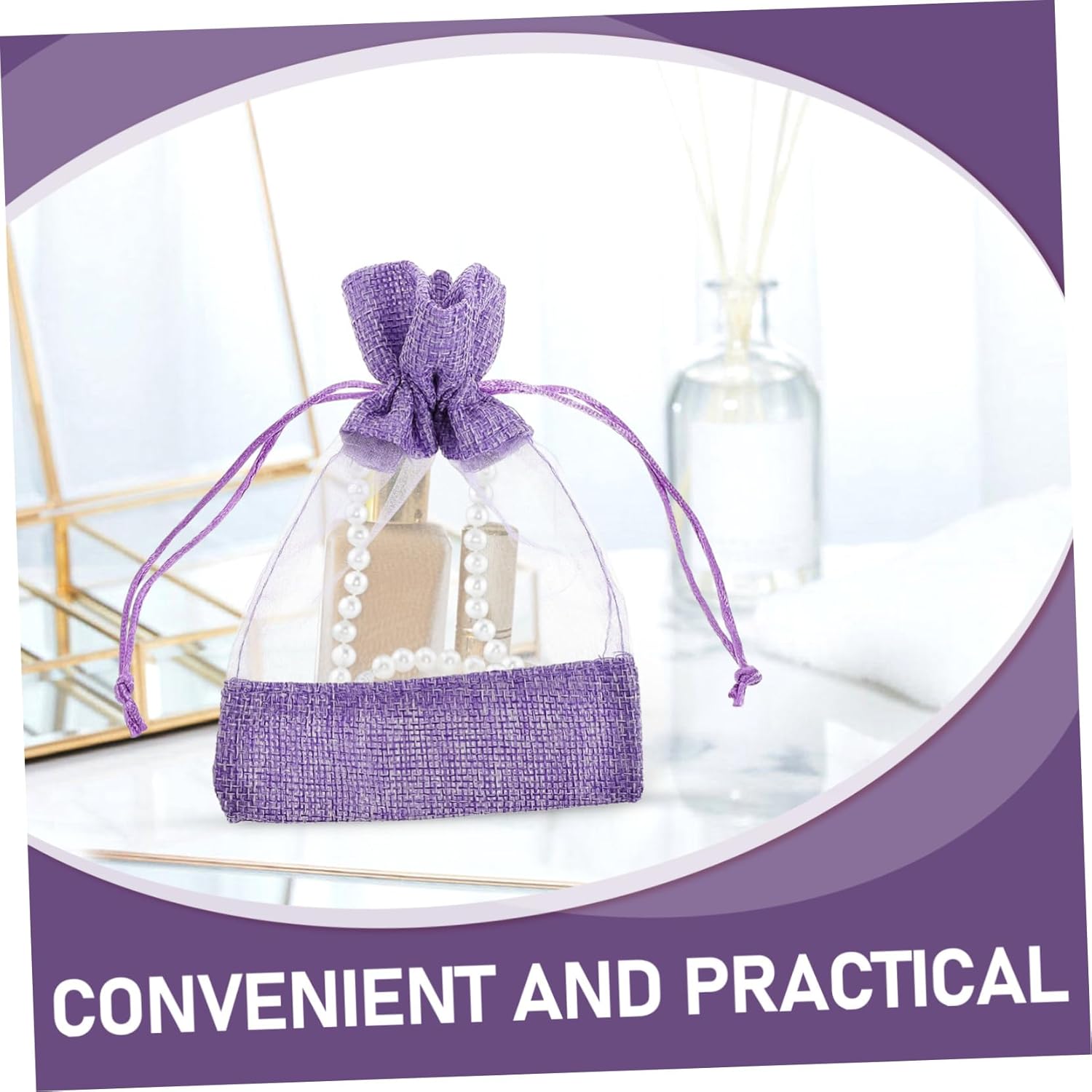 10pcs DIY Scented Lavender Sachet Bags with Drawstring Closure for Home Use