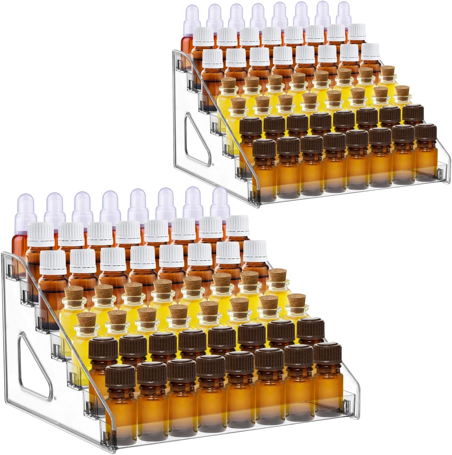2 Pack 7 Tier Essential Oil Organizer Clear Holder Display Rack