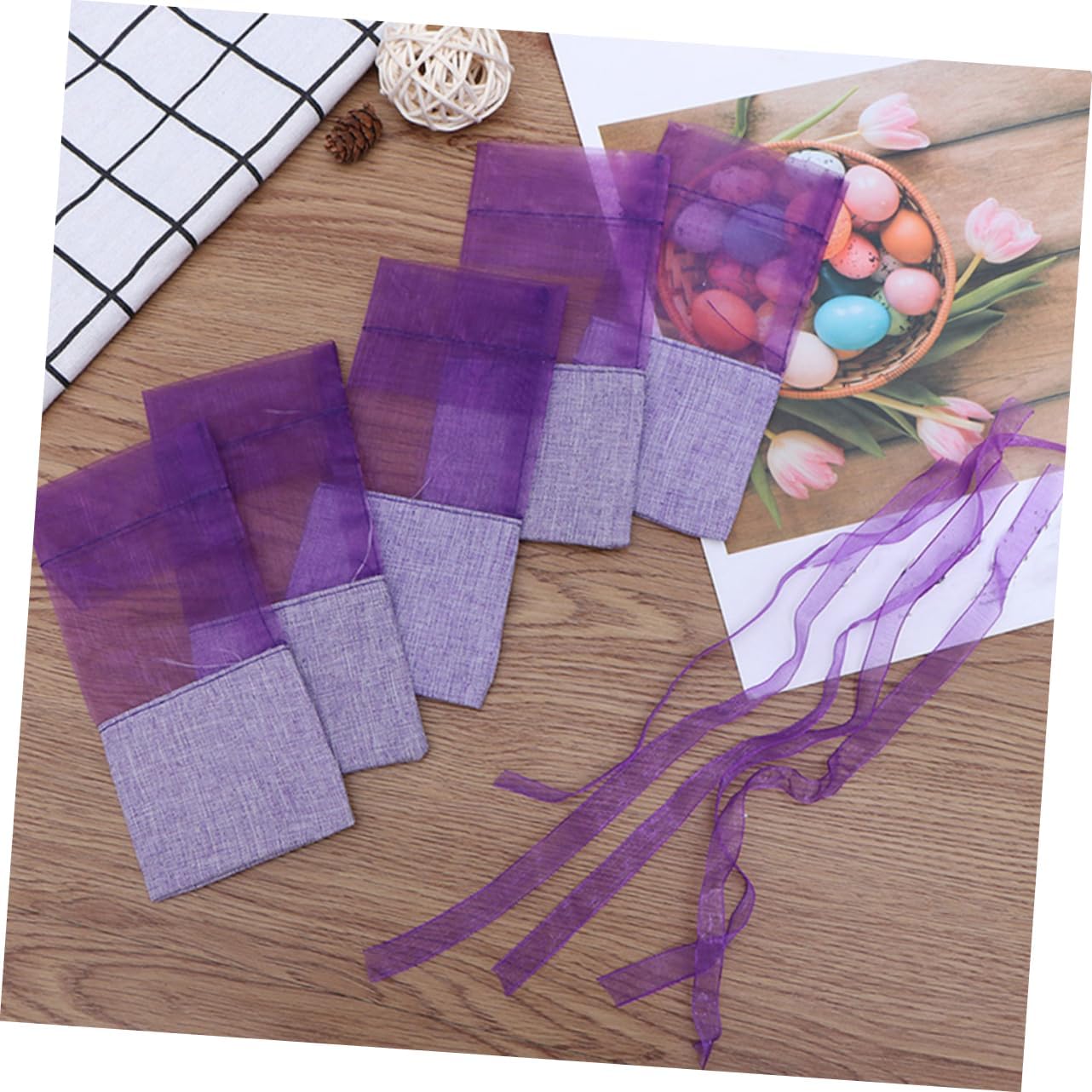 24pcs Lavender Flower Design Gauze Sachets Empty Bags for Home Use