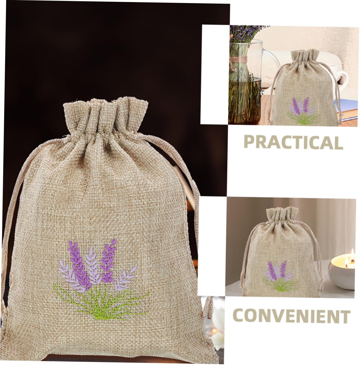 VOSAREA 5pcs Refillable Lavender Sachet Bags for Home Fragrance