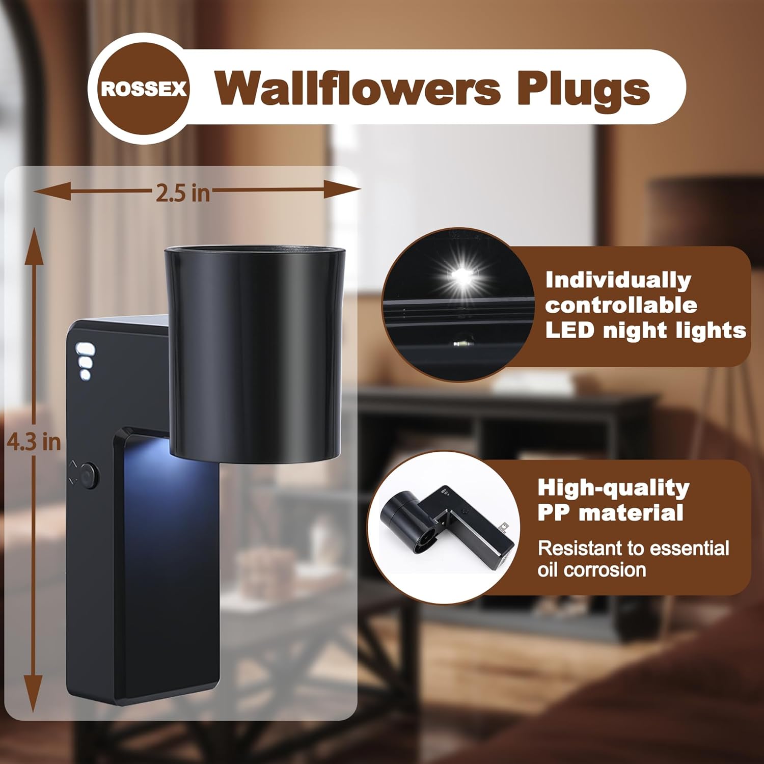 ROSSEX 2 PCS Wall Fragrance Plug In with Night Light