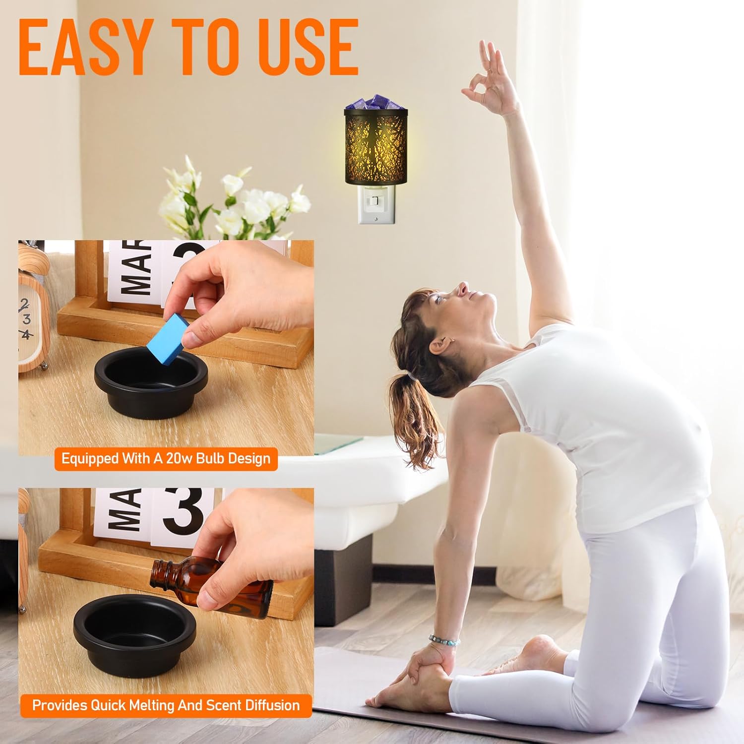 Tujoe 4 Pack Wall Plug Wax Melt Warmer with Metal Burner