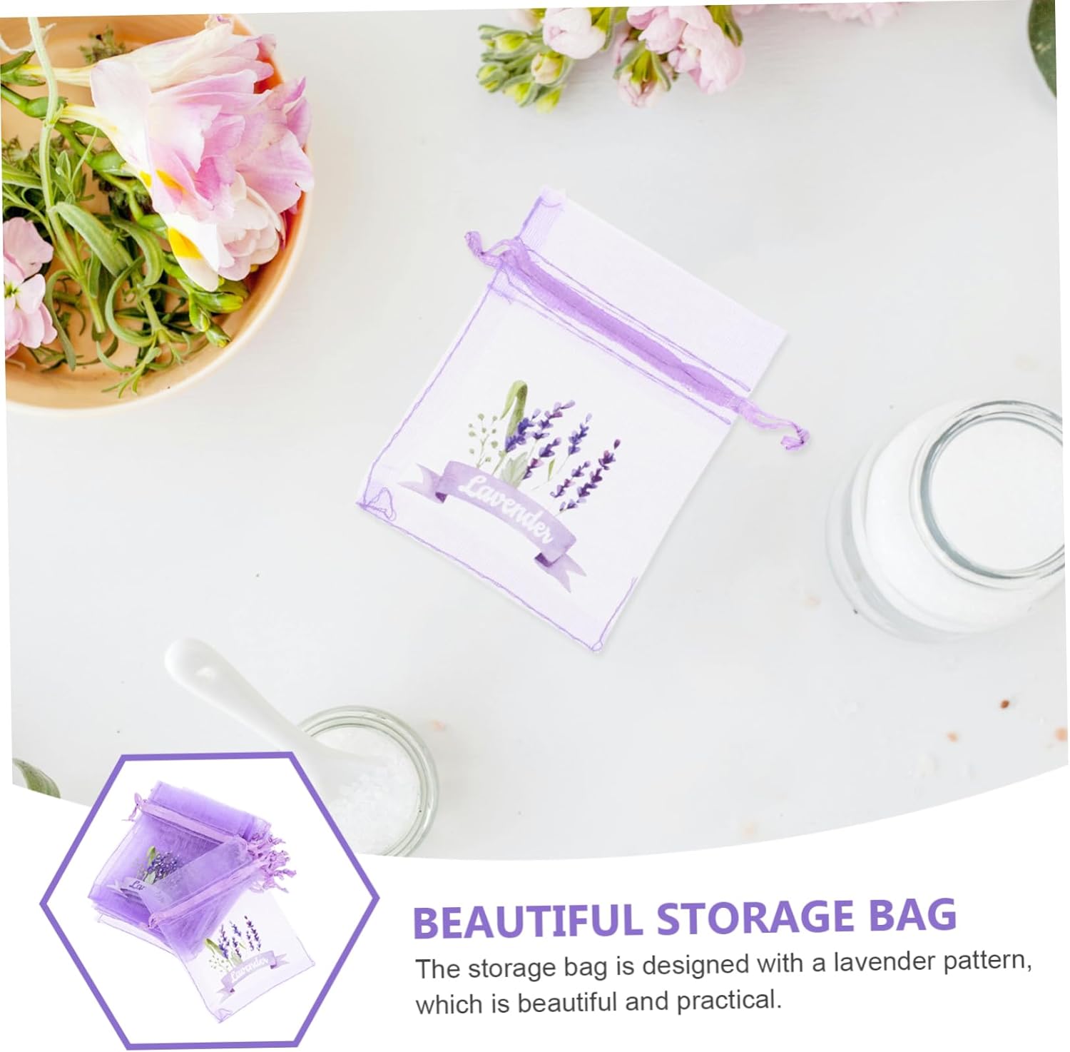 Mobestech 20pcs Lavender Sachets Breathable Drawstring Bags for Home Fragrance Storage