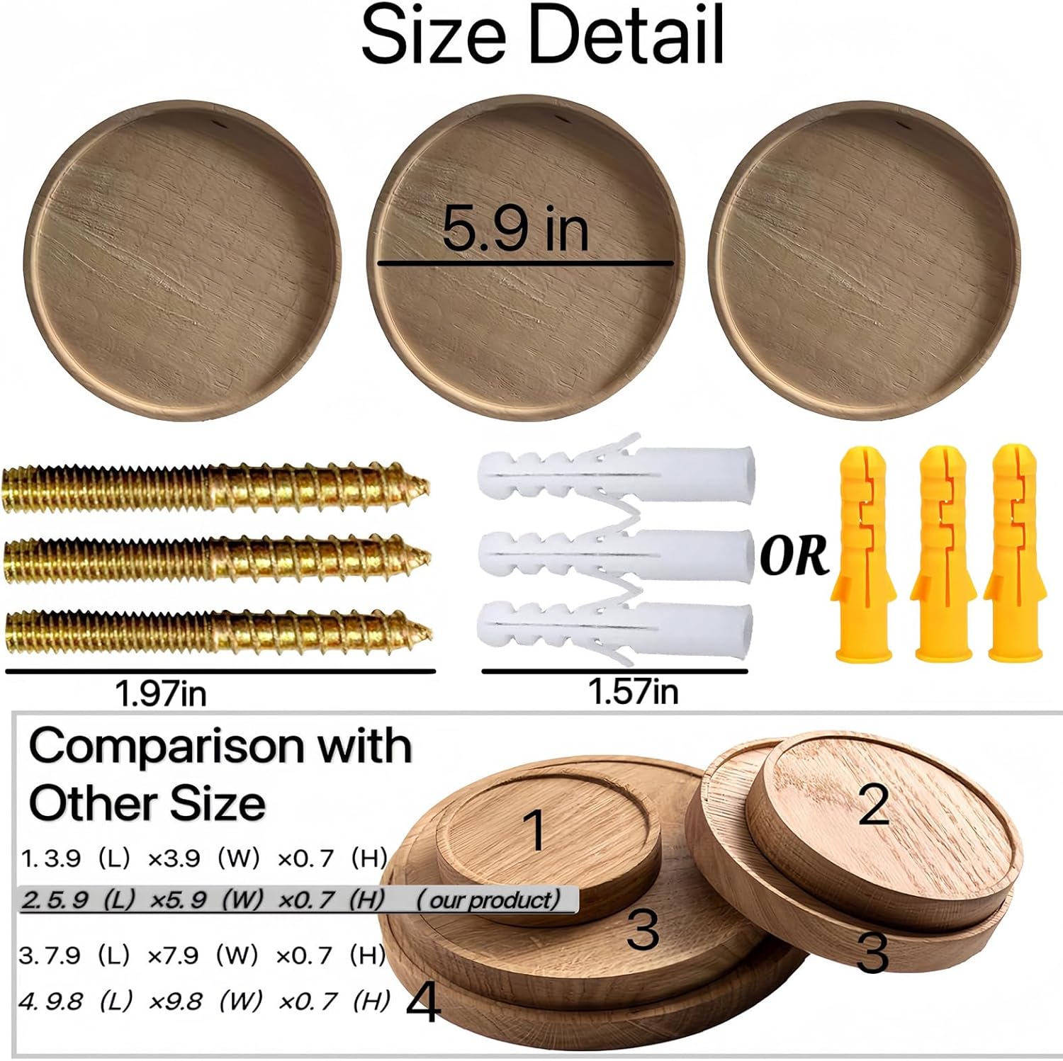 3 Pack Round Wood Floating Shelves for Wall Decor