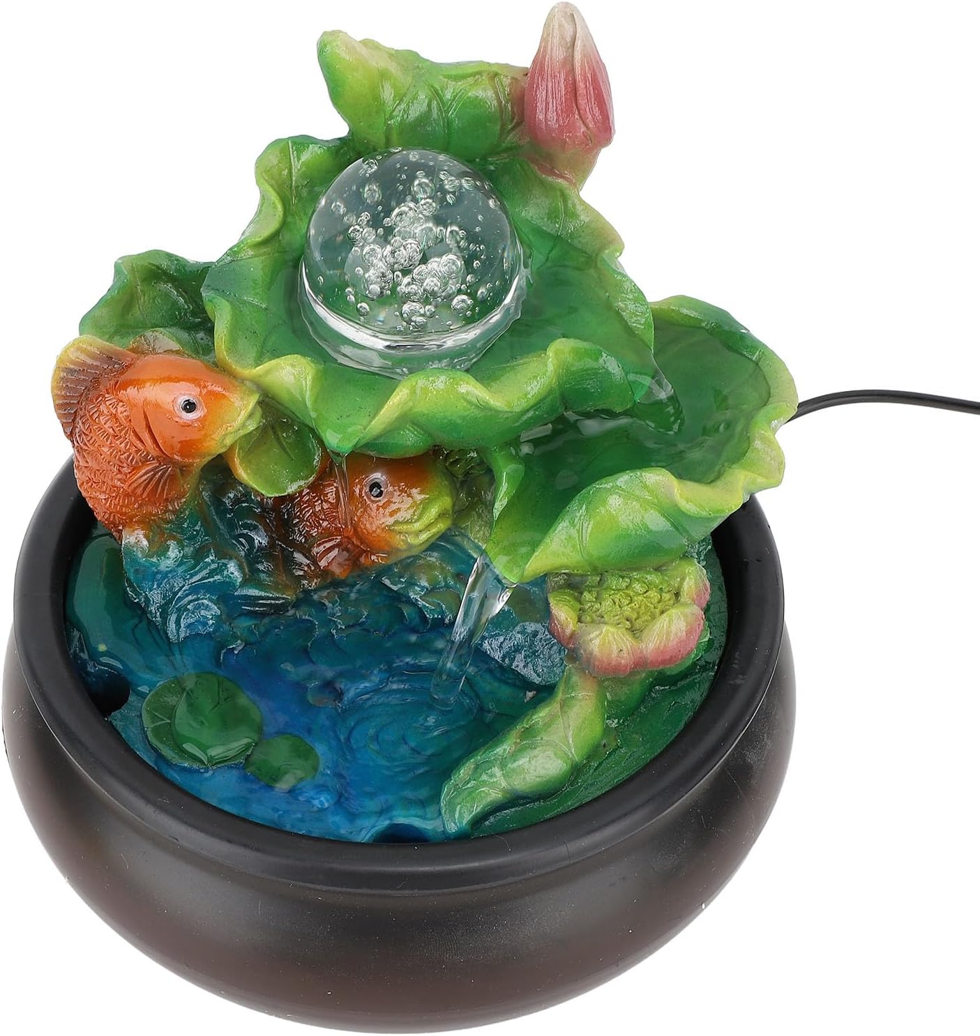 USB Tabletop Fountain with LED Lights and Adjustable Flow