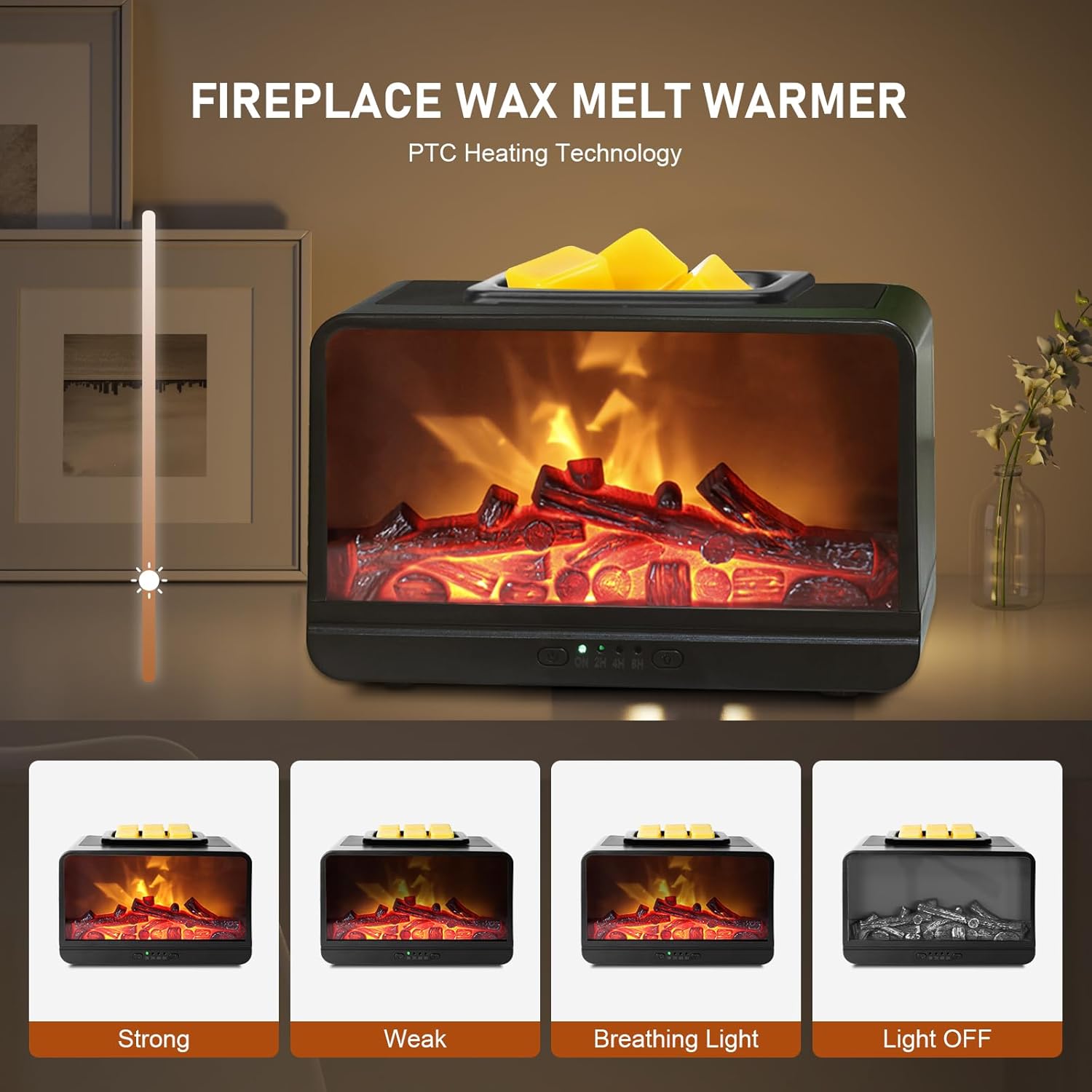 EQUSUPRO Flame Effect Wax Melter Electric Burner with 4 Timer Settings